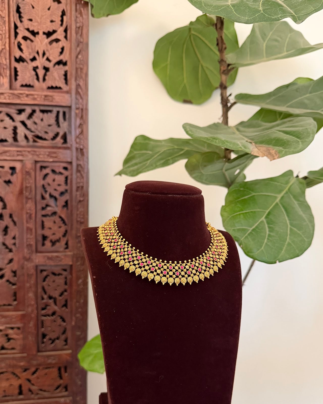 Minimalist Kemp Stone Necklace With Earrings | Handmade Gold Plated | NC828