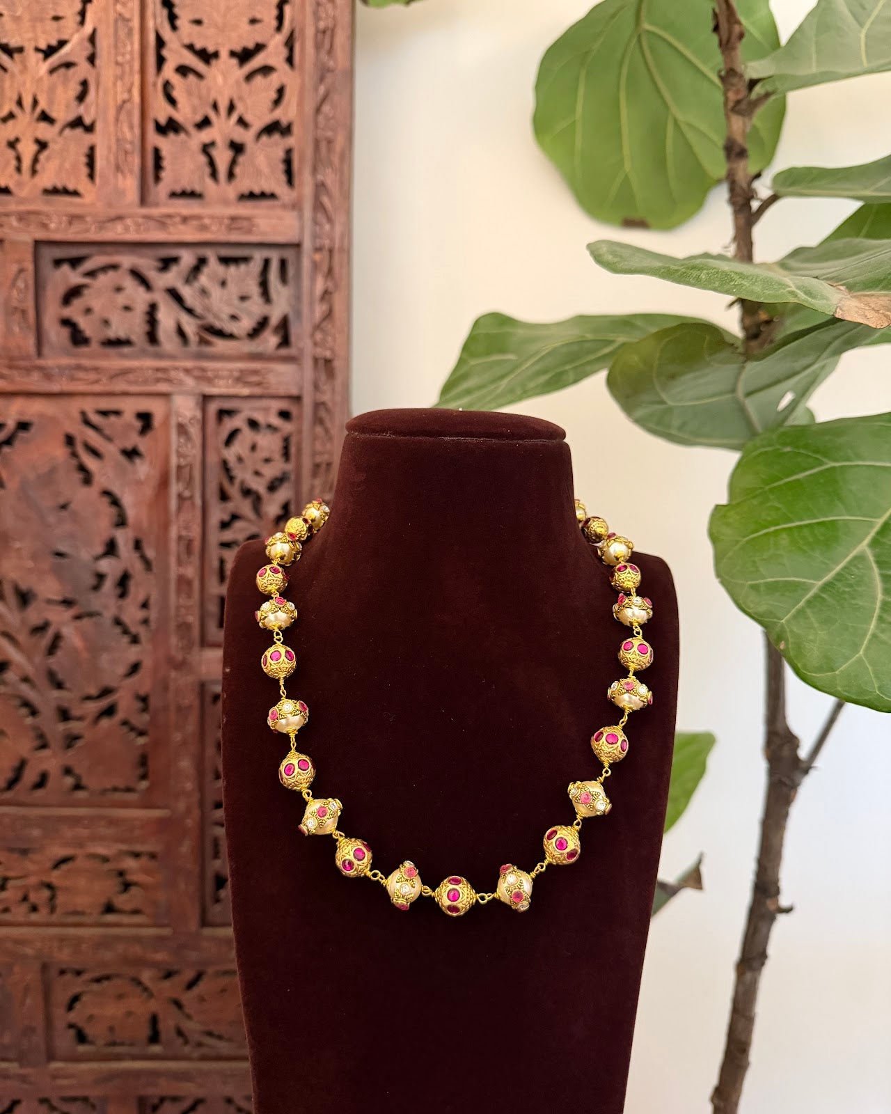Kundan Pearl Necklace | Handmade Gold Plated | NC813