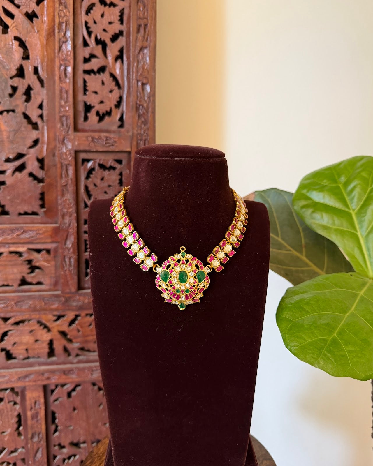 3 in 1 Jadau Kundan Necklace | Handmade Gold Plated | NC730