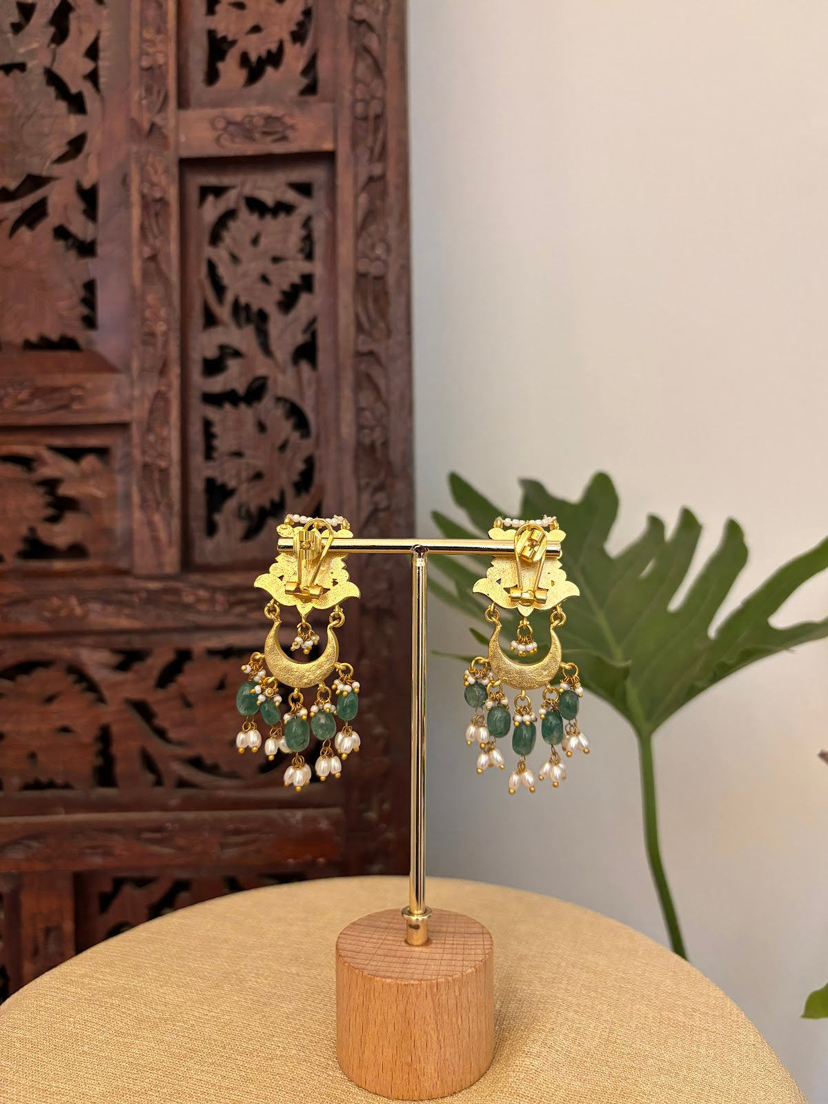 Multicolor Floral Jadau Kundan Jhumkas with Pearl Hangings | Handmade Gold Plated | ER434