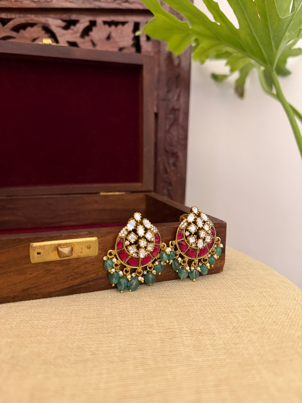 Multicolor Floral Jadau Kundan Jhumkas | ER415