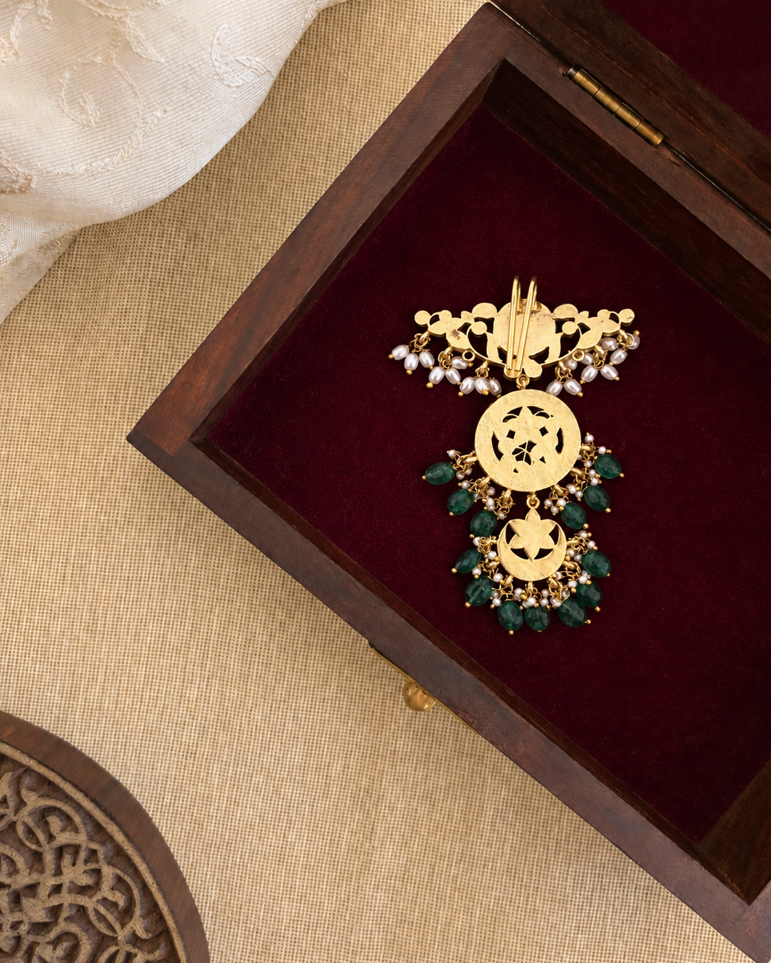 Jadau Kundan Hair Pendant | Handmade Gold Plated | HA380