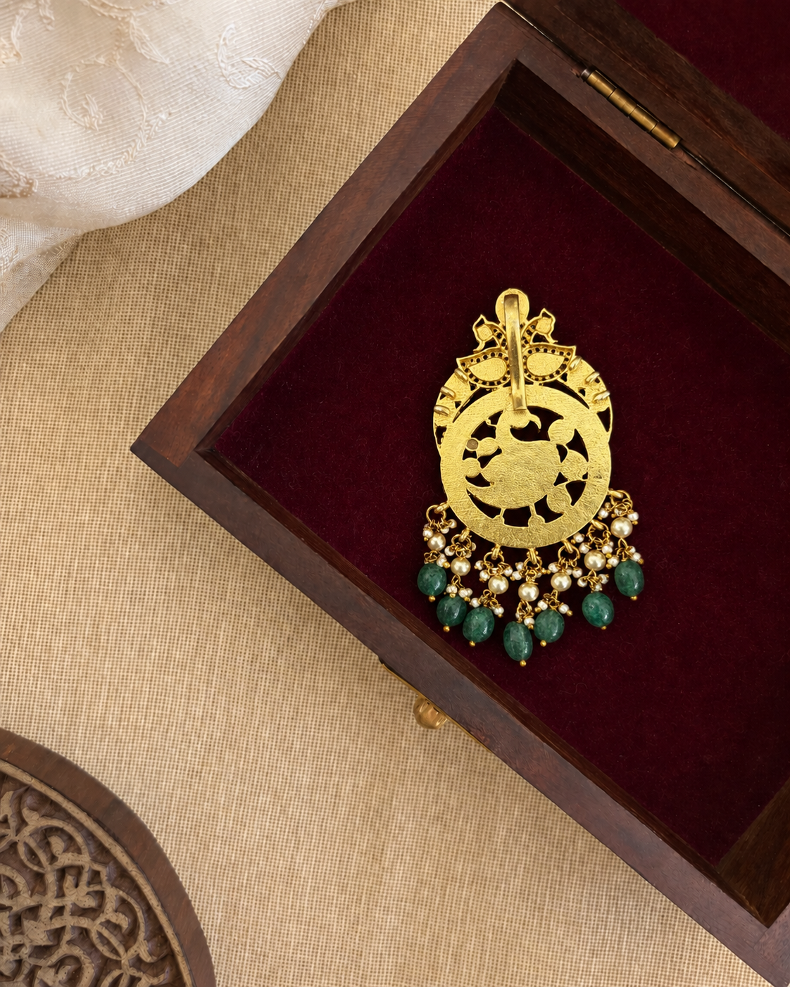 Jadau Kundan Hair Pendant | Handmade Gold Plated | HA381