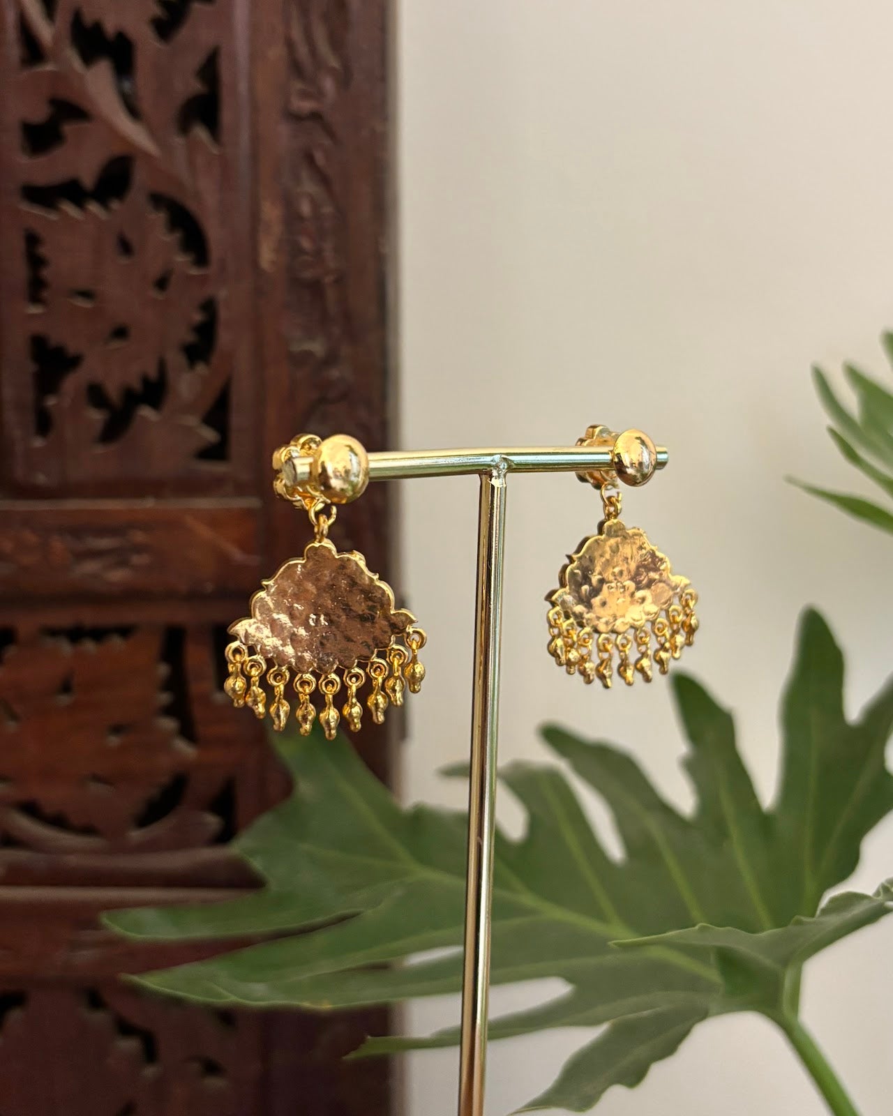 Vintage Impon Small Classic Jhumkas Ruby ER397