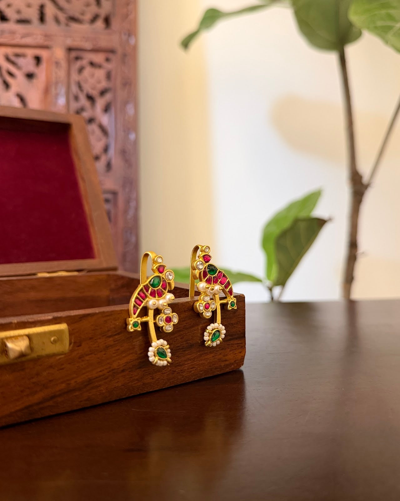 Jadau Kundan Parrot Bugadi | Multicolor | Handmade Gold Plated | ER451