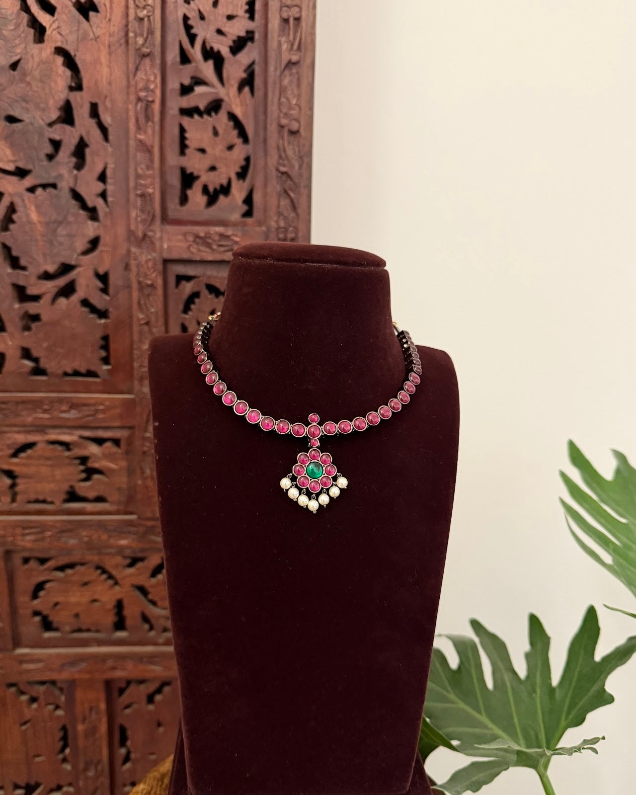 Vintage Impon Necklace Ruby NC689
