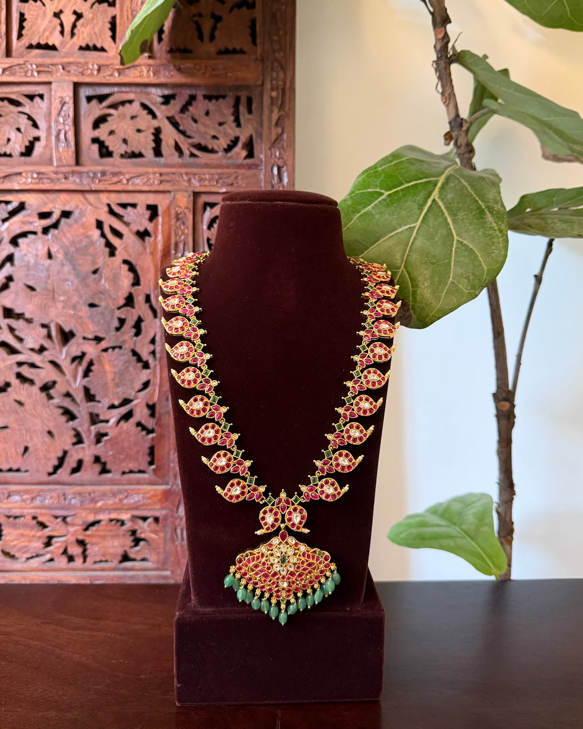 2 in 1 Jadau Kundan Mango Haram with Earrings | Handmade | NC883