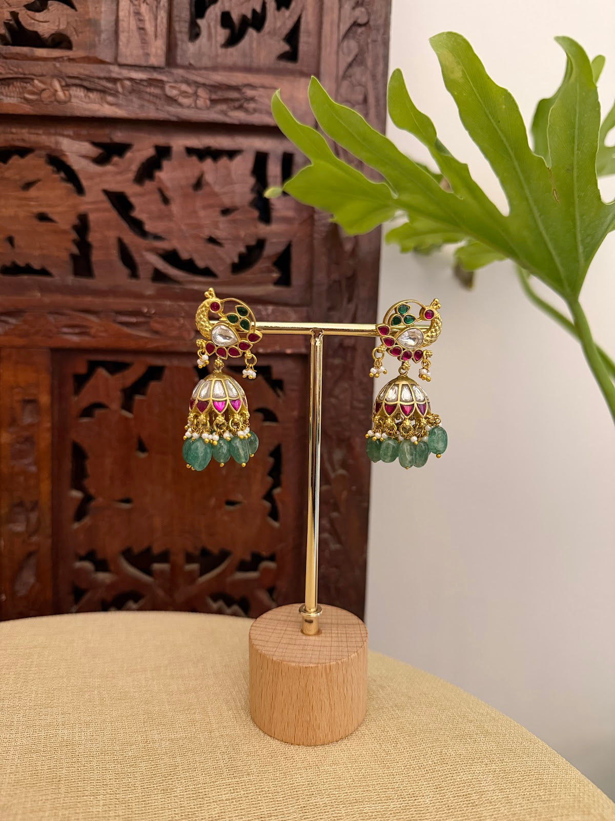 Multicolor Floral Jadau Kundan Jhumkas | ER409