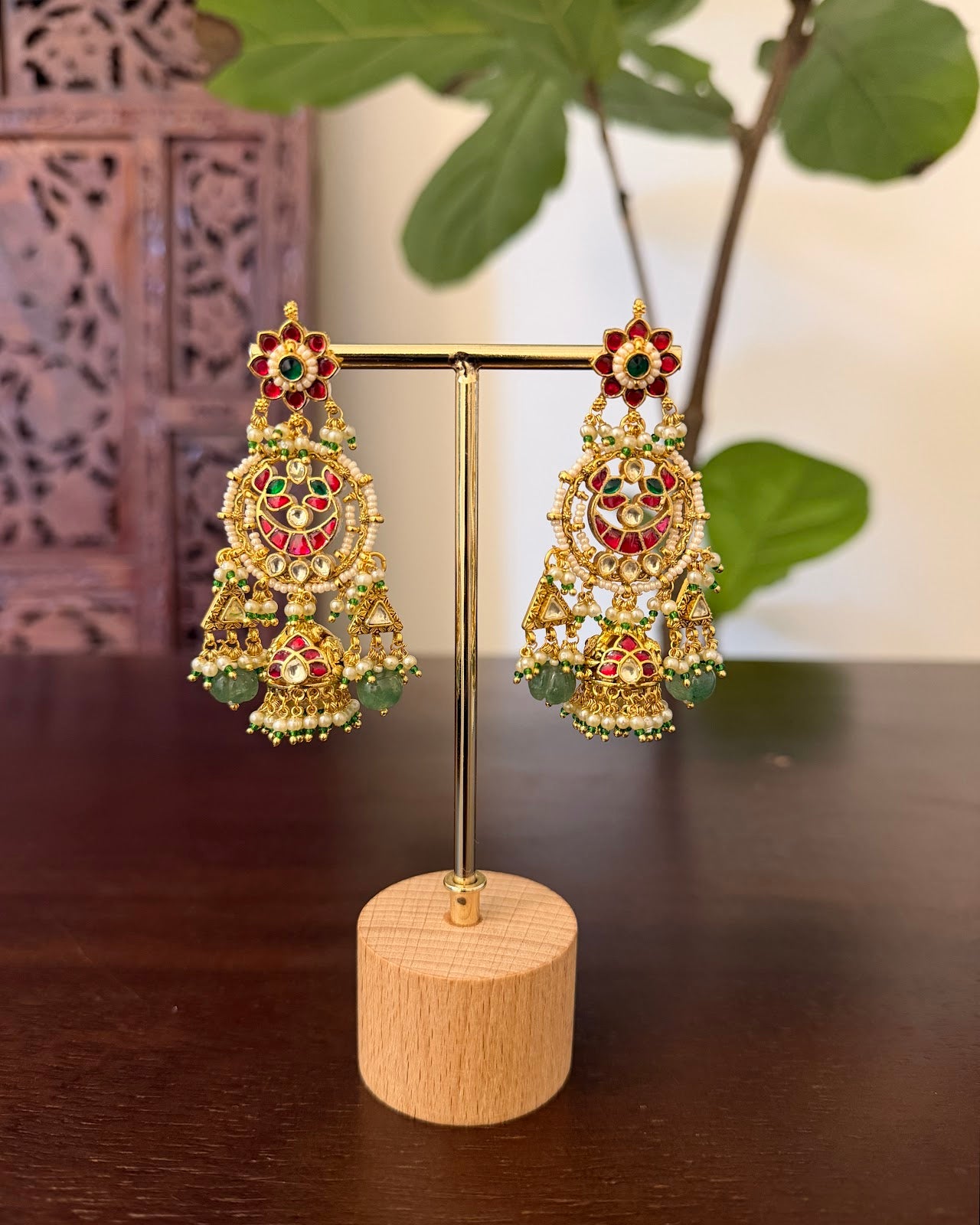 Kundan Statement Chandbali Earrings | Handmade Gold Plated | ER478
