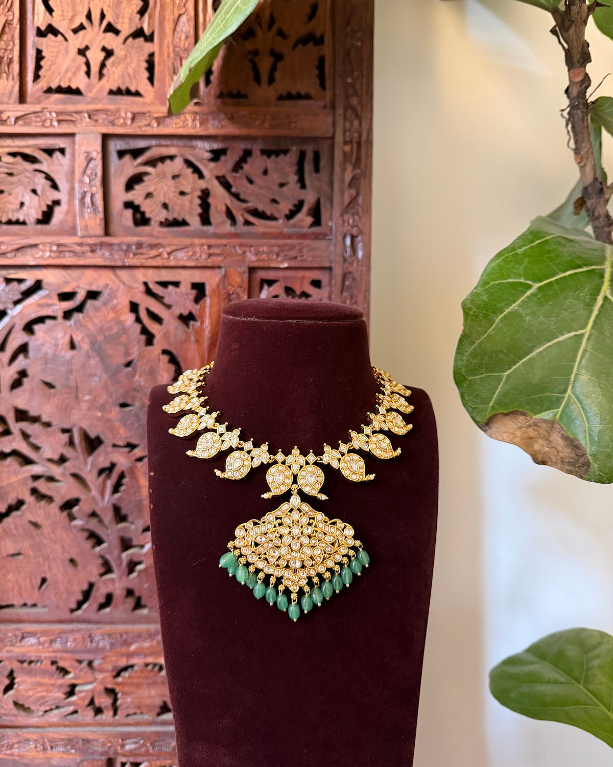 2 in 1 Short Jadau Kundan Mango Haram with Earrings | Handmade | NC884