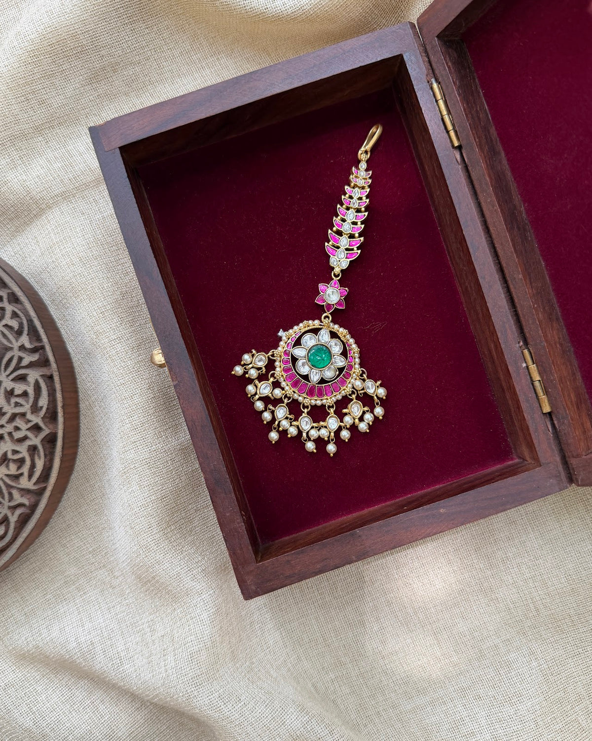 Stunning Jadau Kundan Maang Tikka | Handmade Gold Plated | MT374