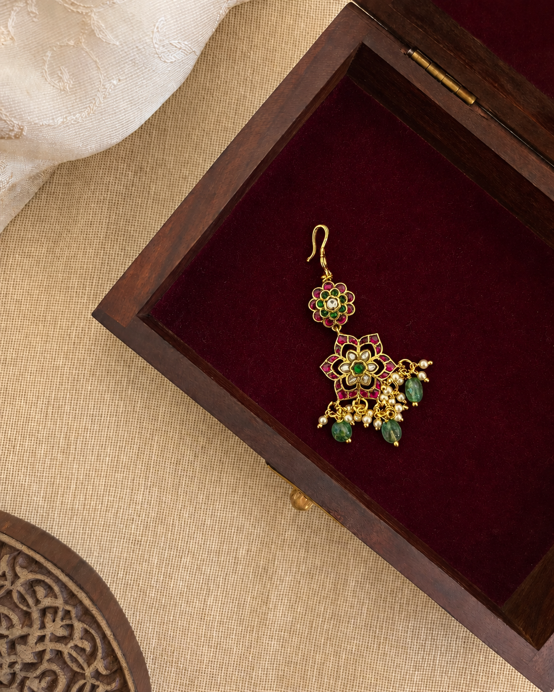 Floral Jadau Kundan Multicolor Maang Tikka | Handmade Gold Plated | MT363