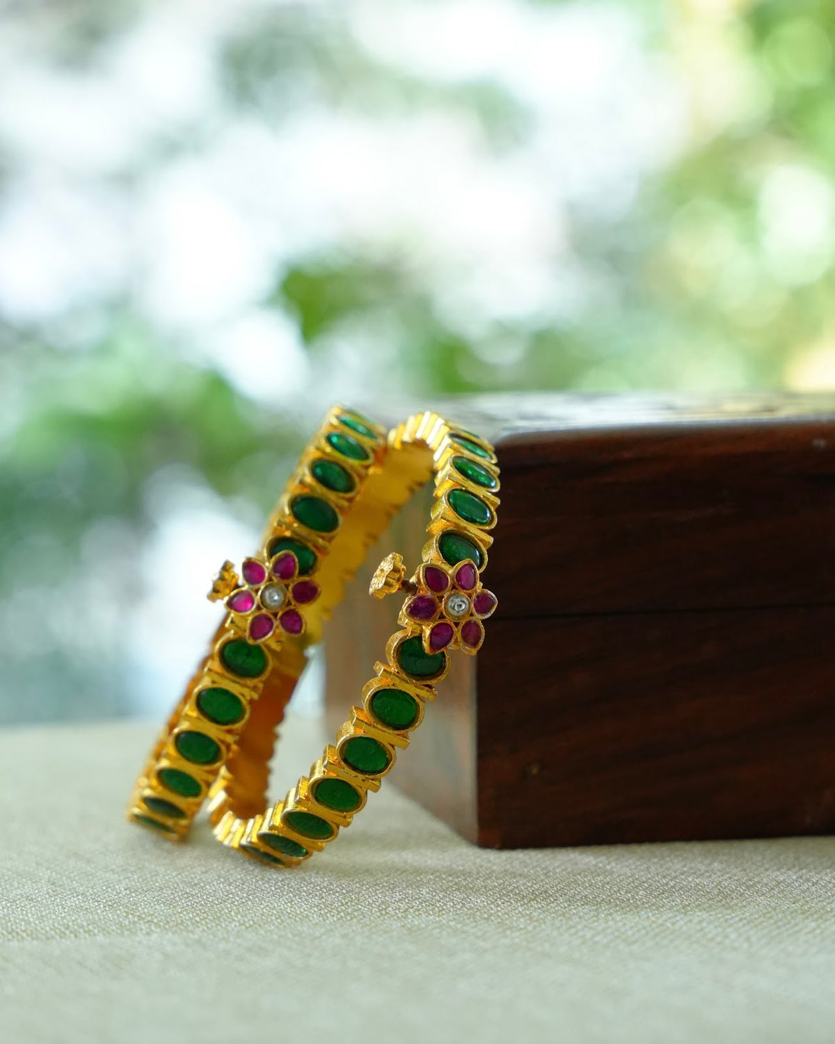 Minimal Jadau Kundan Green Kada Bangle | BA154 | BA155 | BA156
