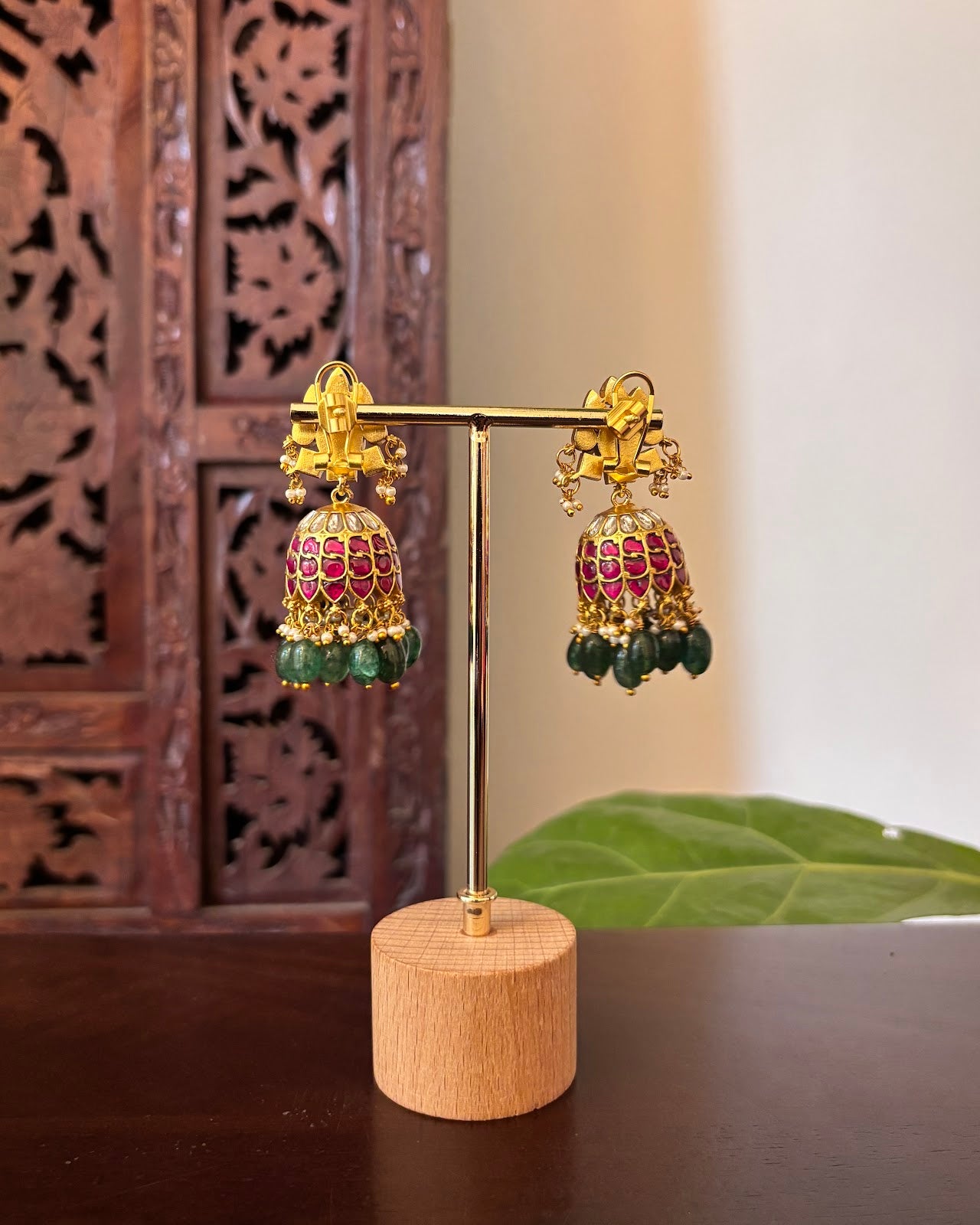 Traditional Jadau Kundan Earrings | Handmade Gold Plated | ER488