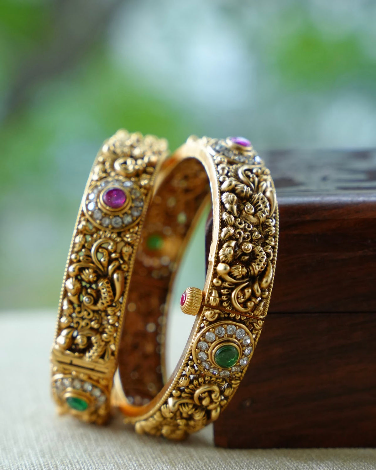 Jadau Kundan Antique Kada Bangles — Multicolour | BA166 | BA167 | BA168