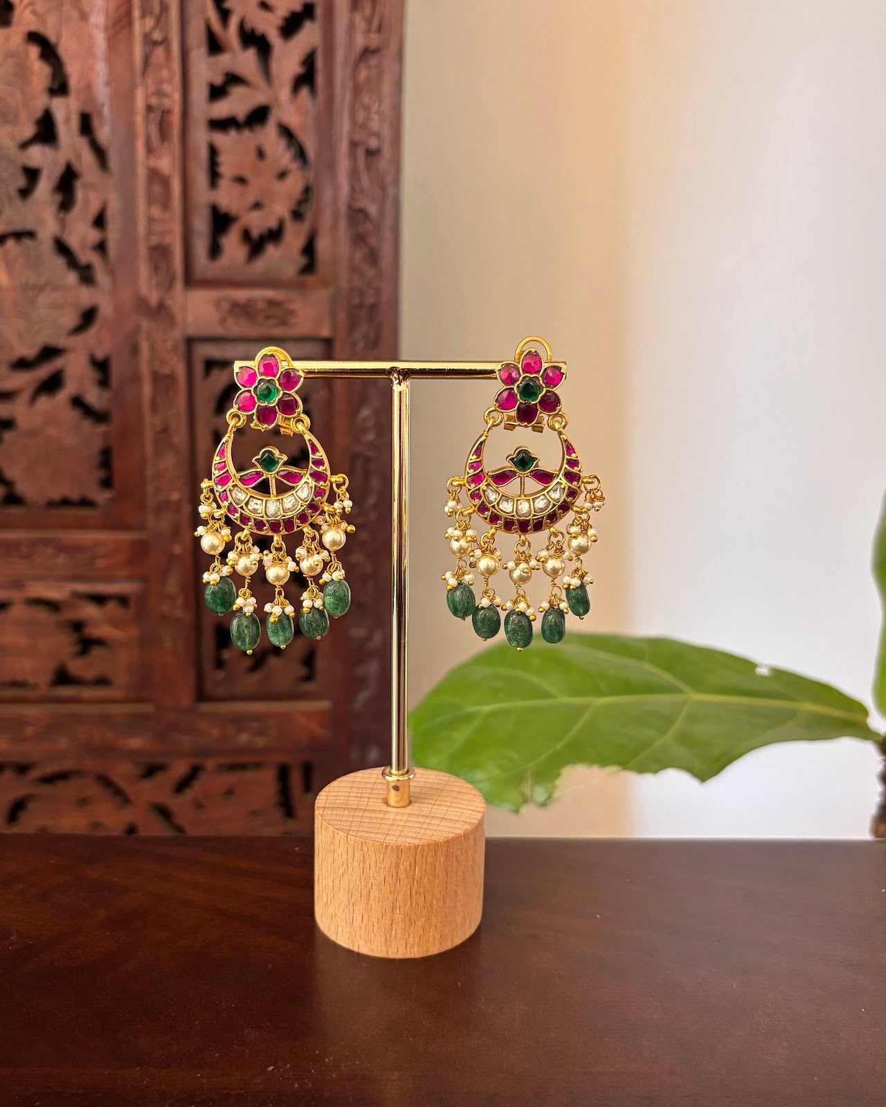 Floral Multicolor Jadau Kundan Earrings | Handmade Gold Plated | ER470