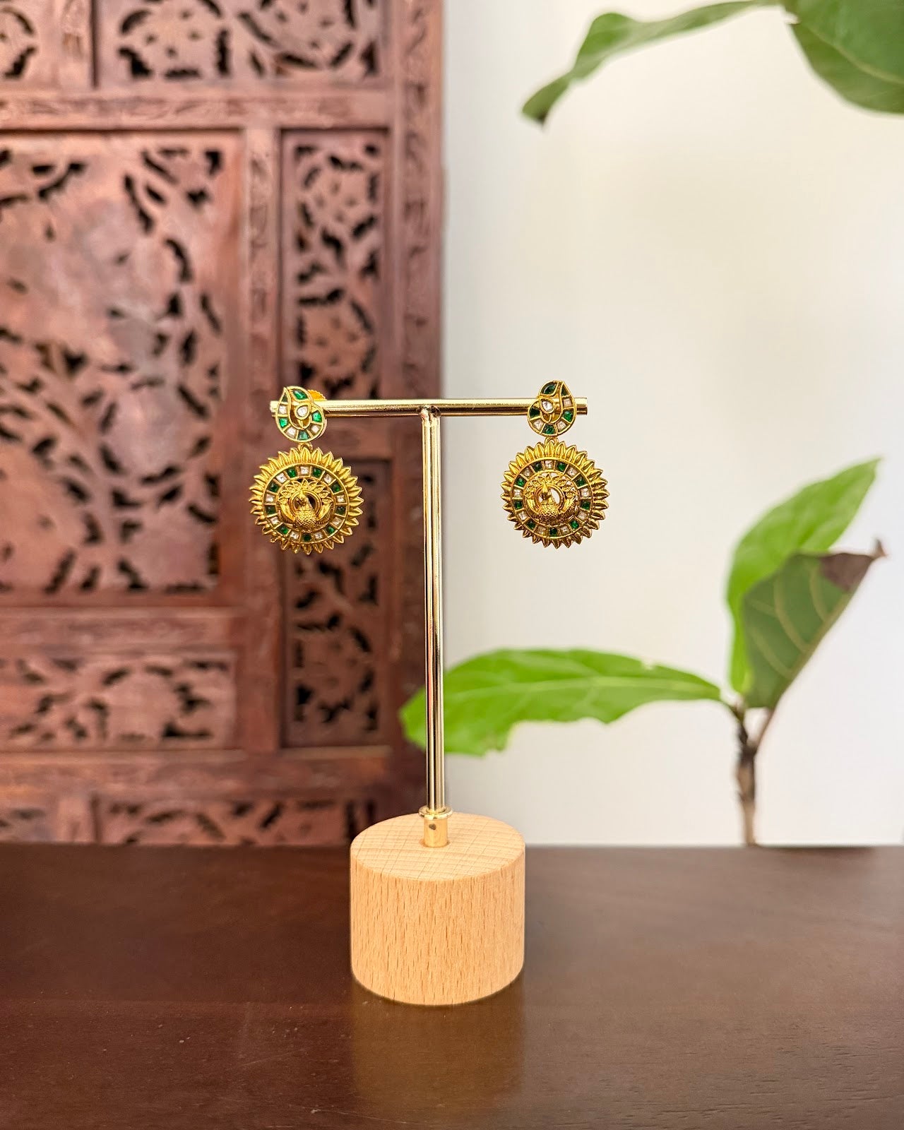 Antique Green Kundan Peacock Necklace Set | Handcrafted Heritage Jewellery | NC834