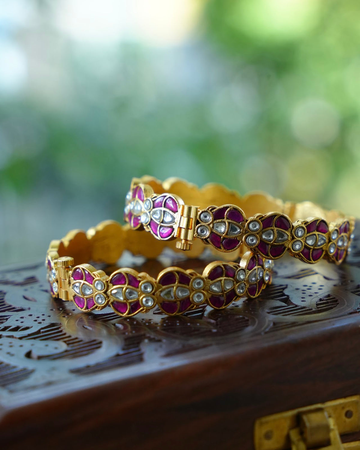 Jadau Kundan Ruby & White Kada Bangle | BA160 | BA161 | BA162