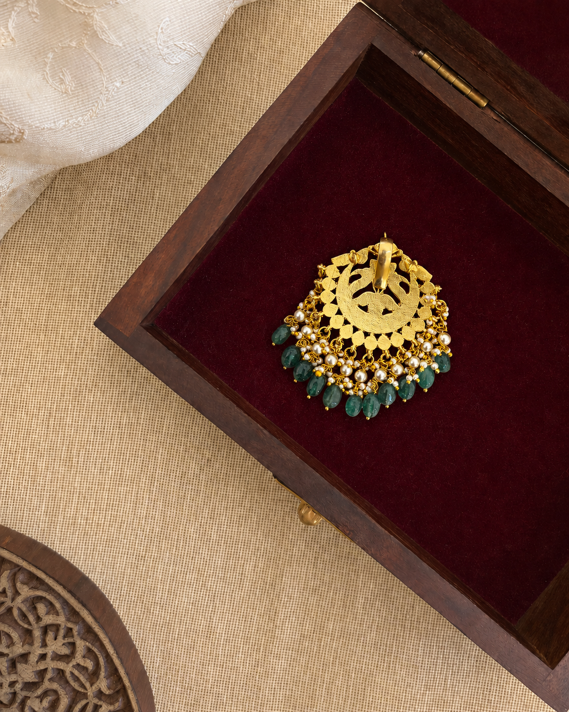 Multicolor Royal Floral Jadau Kundan Pendant | Handmade Gold Plated | HA374