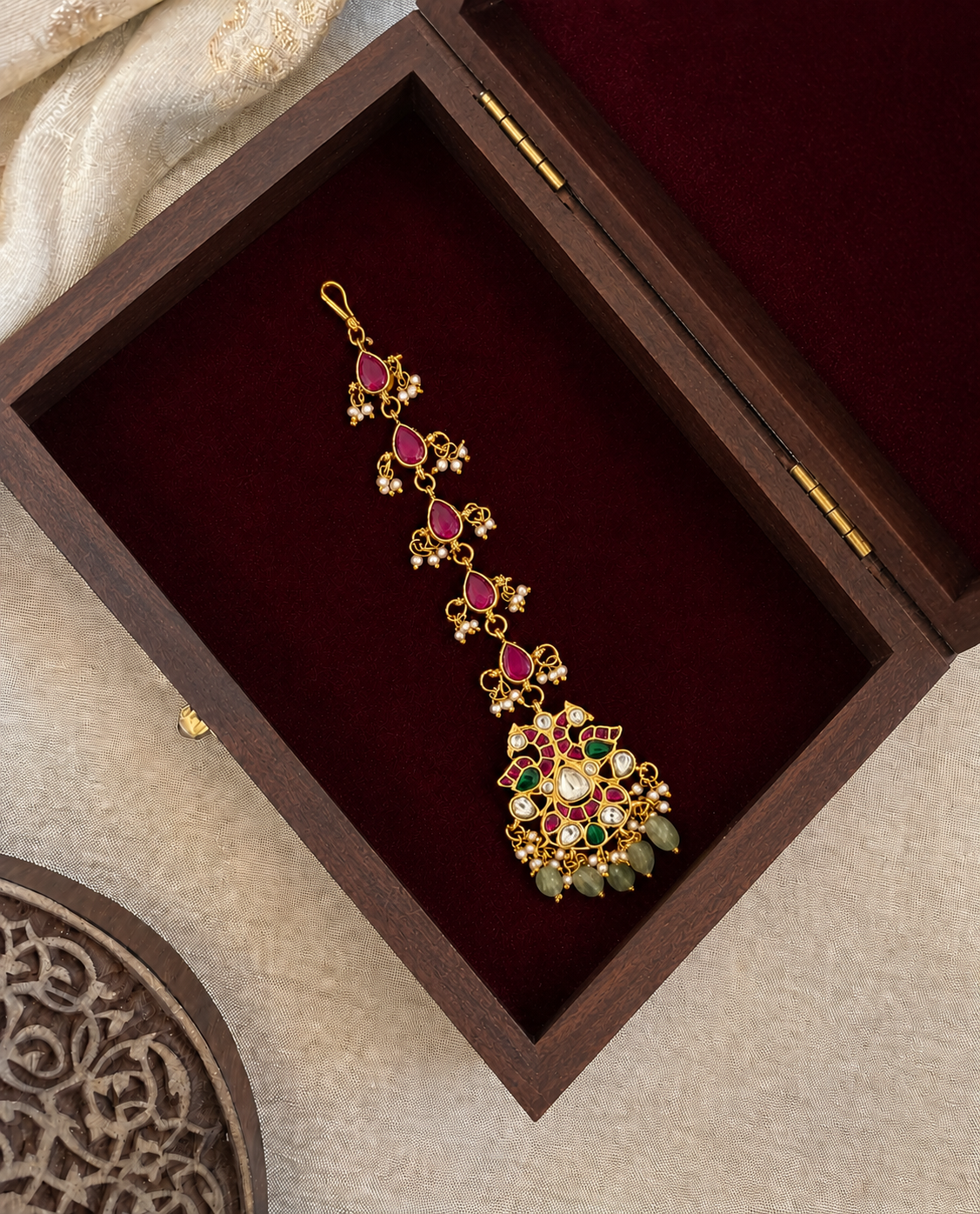 Jadau Kundan Peacock Maang Tikka | MT346