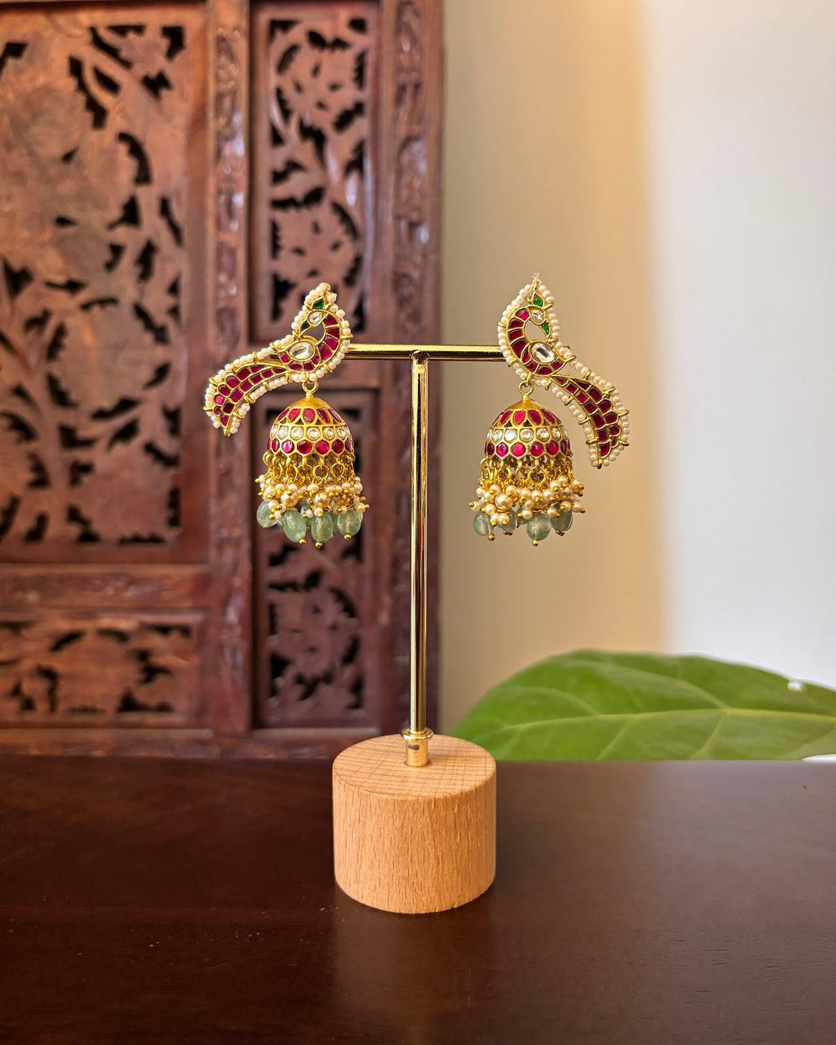 Classical Peacock Kundan Jhumkas | Multicolor Handmade Gold Plated | ER487