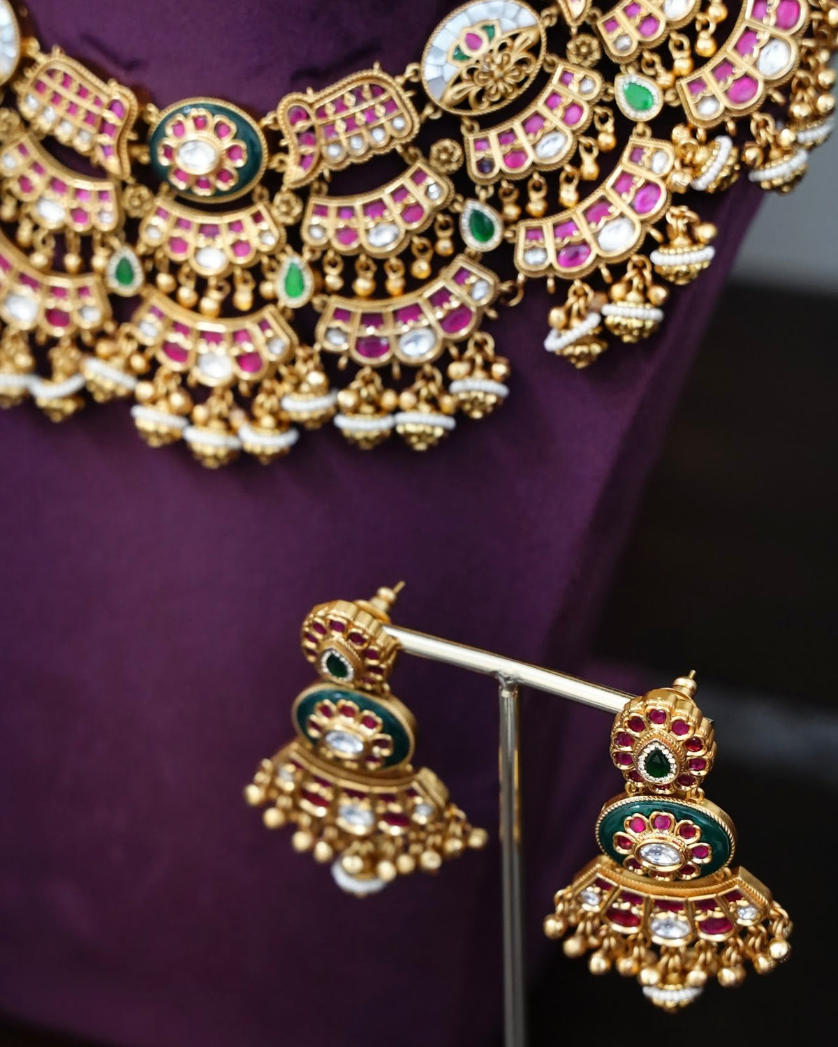 Kundan Nagshi Choker Set with Earrings & Maang Tikka | Handmade Gold Plated | NC951