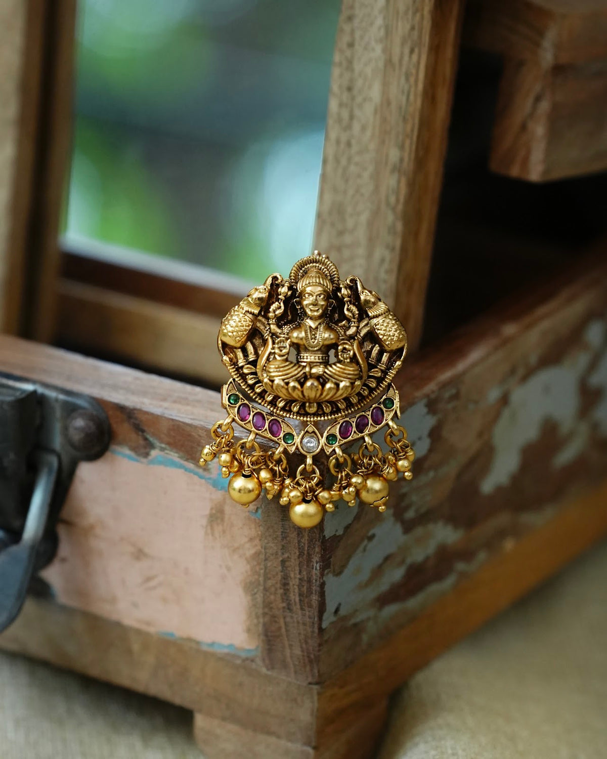 Classic Lakshmi & Elephant Traditional Hair Pendant| HA436