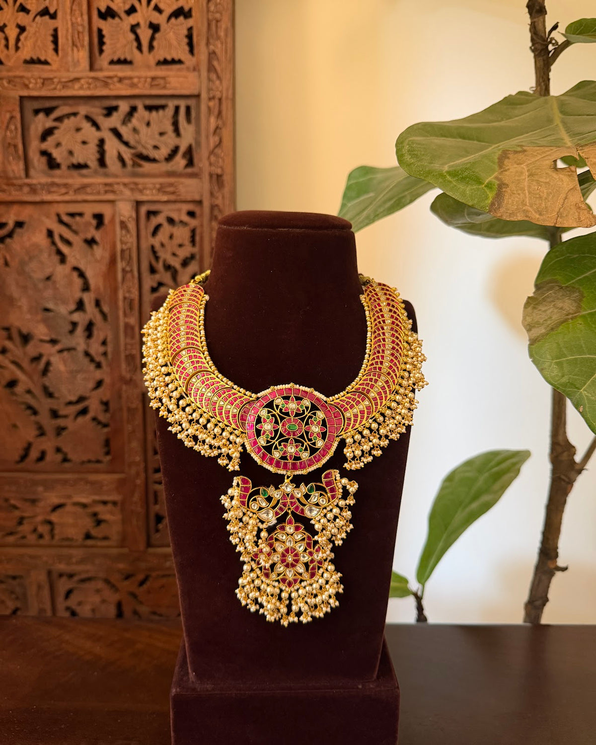 Jadau Kundan Guttapusalu Kanti Necklace | Handmade Gold Plated | NC881