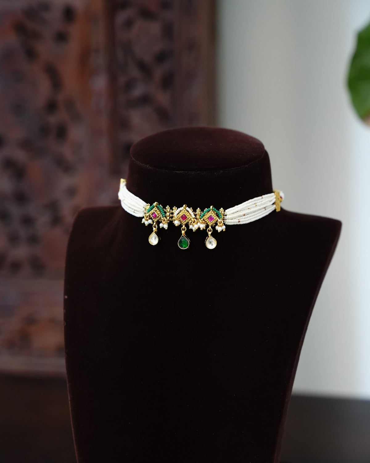 Kundan Pearls Minimal Choker with Earrings | Kids | Handmade Gold Plated | NC902