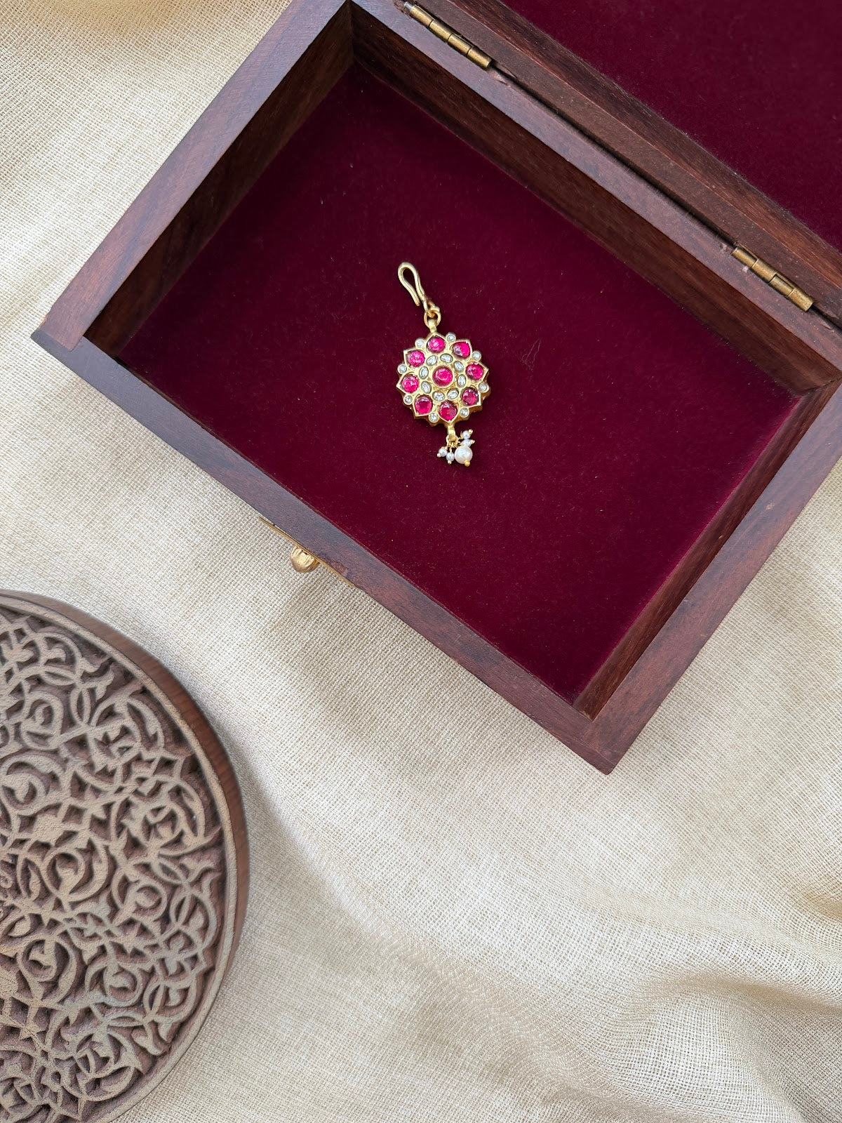 Floral Jadau Maang Tikka | Multi Colour | Handmade Gold Plated | MT382