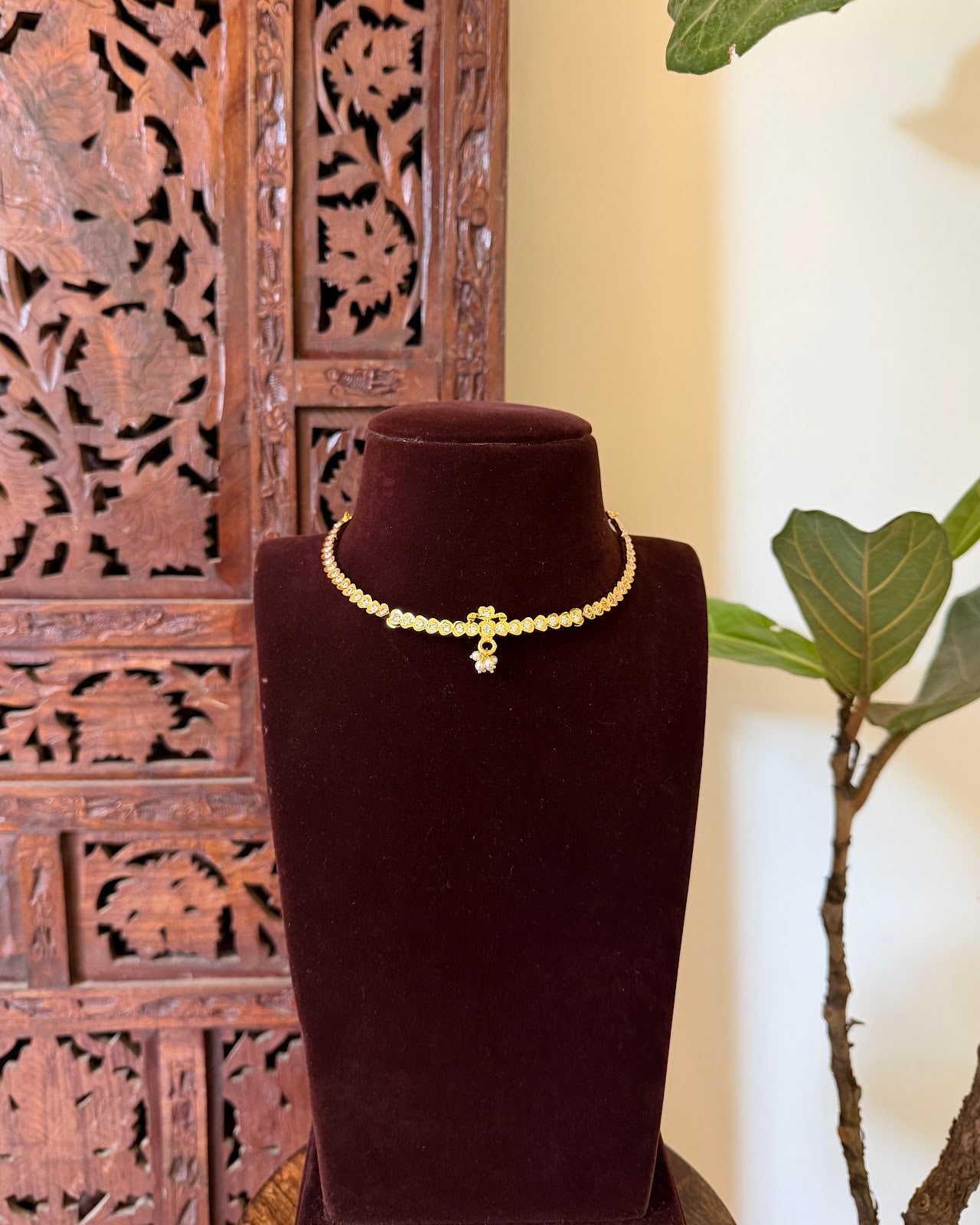 Vintage Minimal Attigai Necklace | Handmade Gold Plated | NC738