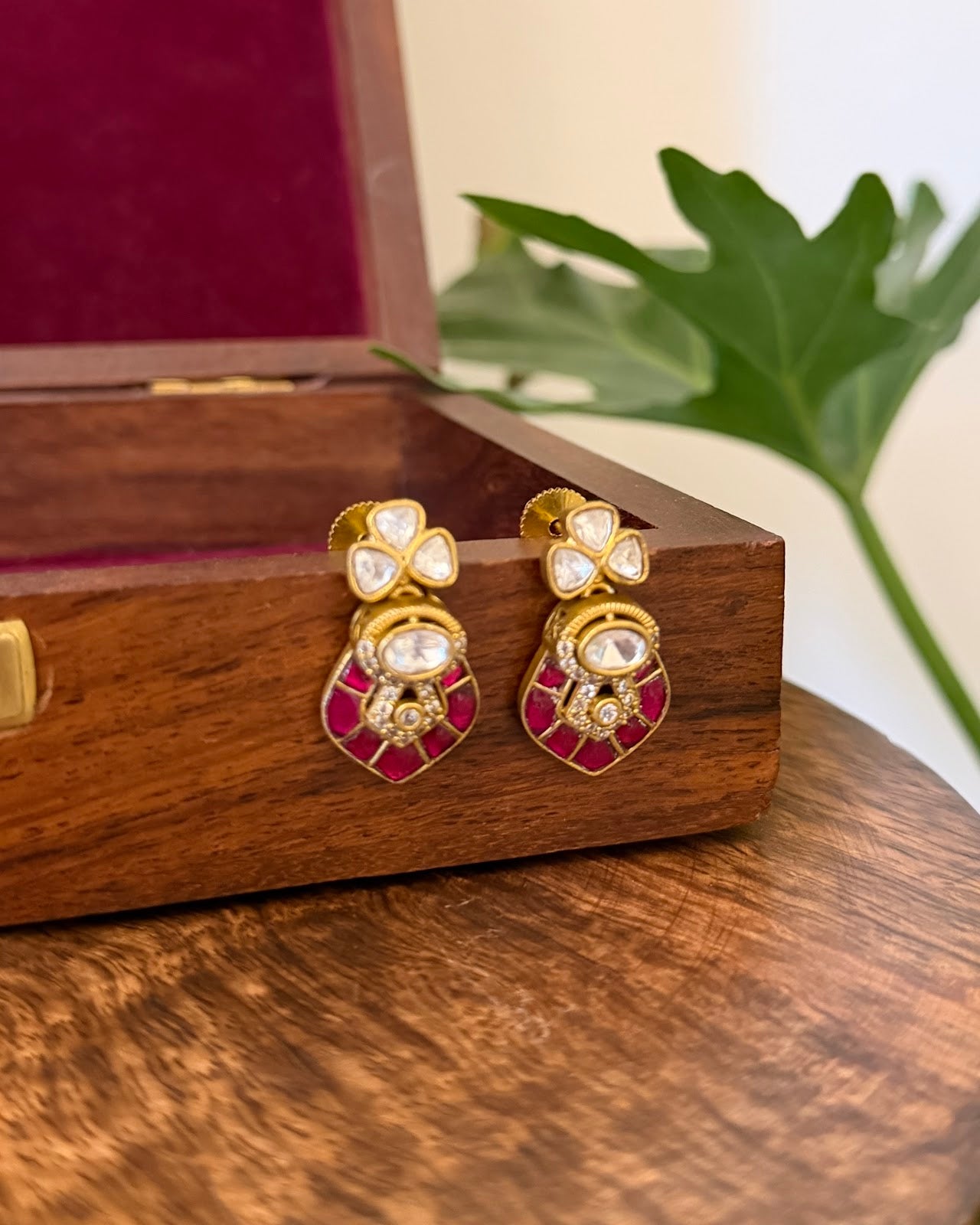 Elegant Moissanite Kundan Necklace & Earrings Set NC699