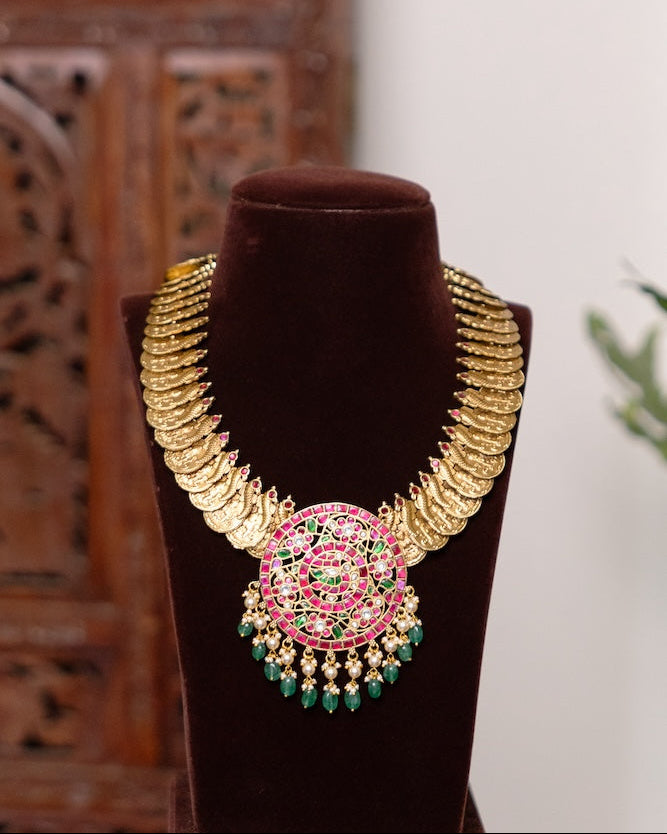 Heritage Kaasu Haram with Royal Peacock Pendant | NC609