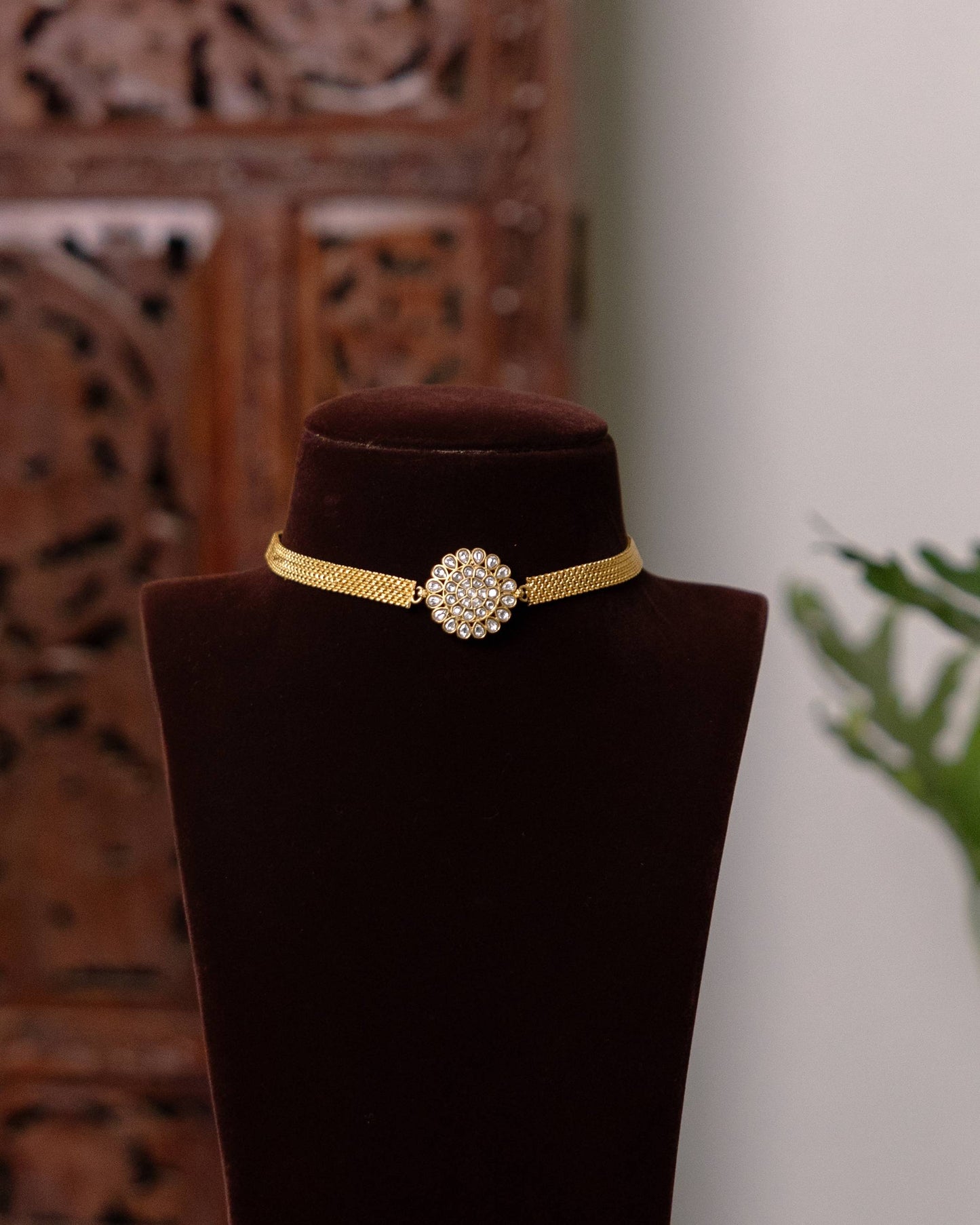 2 in 1 Kundan Chain Choker Floral Design | Handmade Gold Plated | NC625