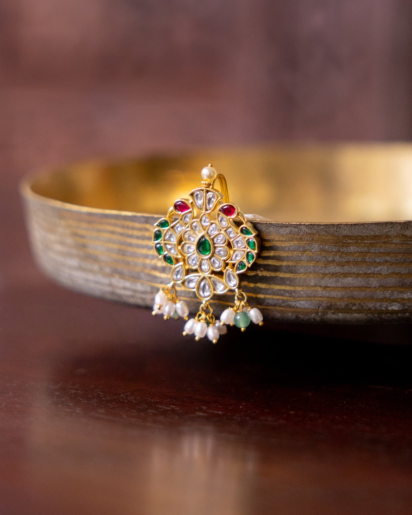 Handcrafted Floral Multi Colour Hair Pins – Jadau Kundan & Pearls | HA322