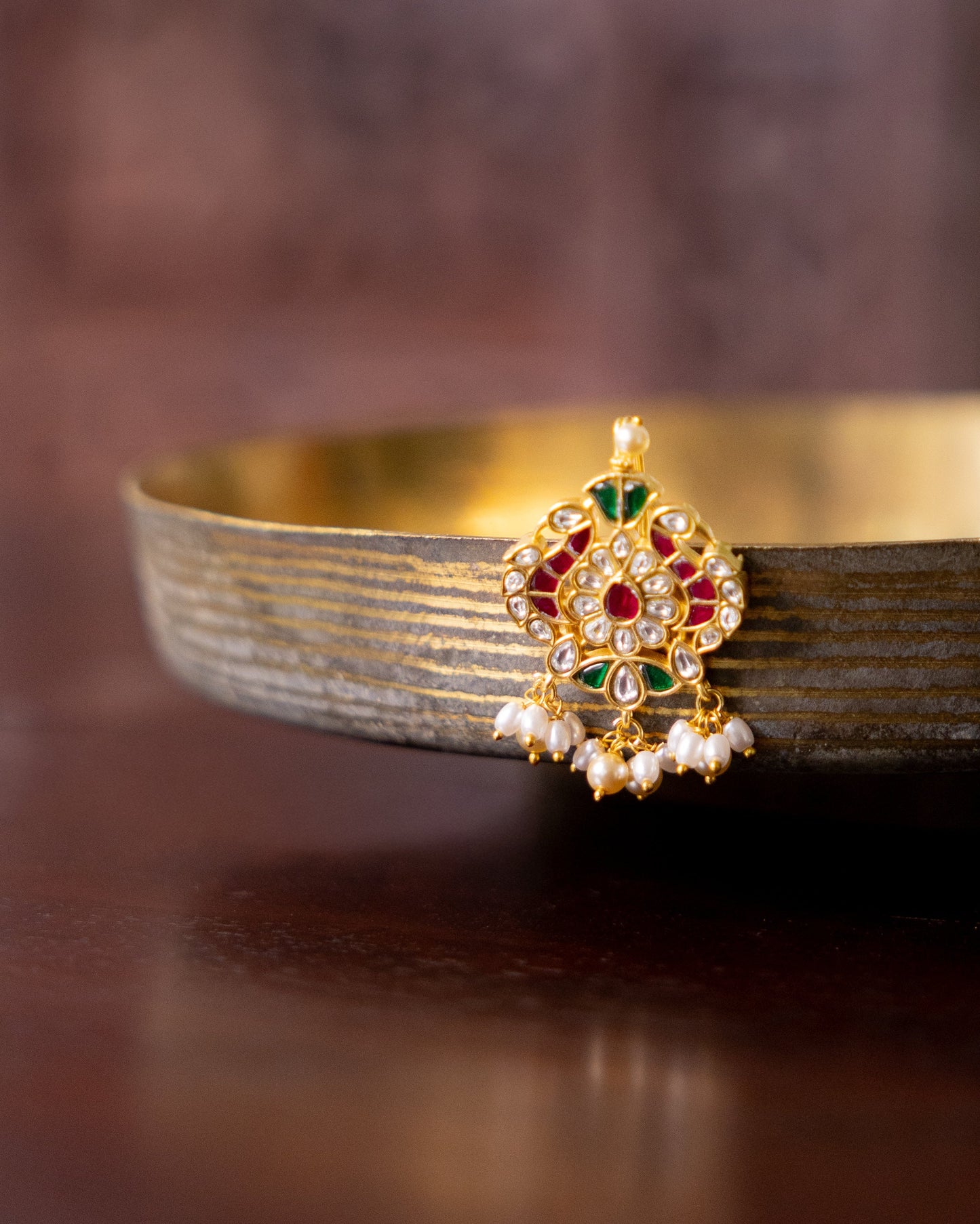 Handcrafted Floral Multi Colour Hair Pins – Jadau Kundan & Pearls | HA320