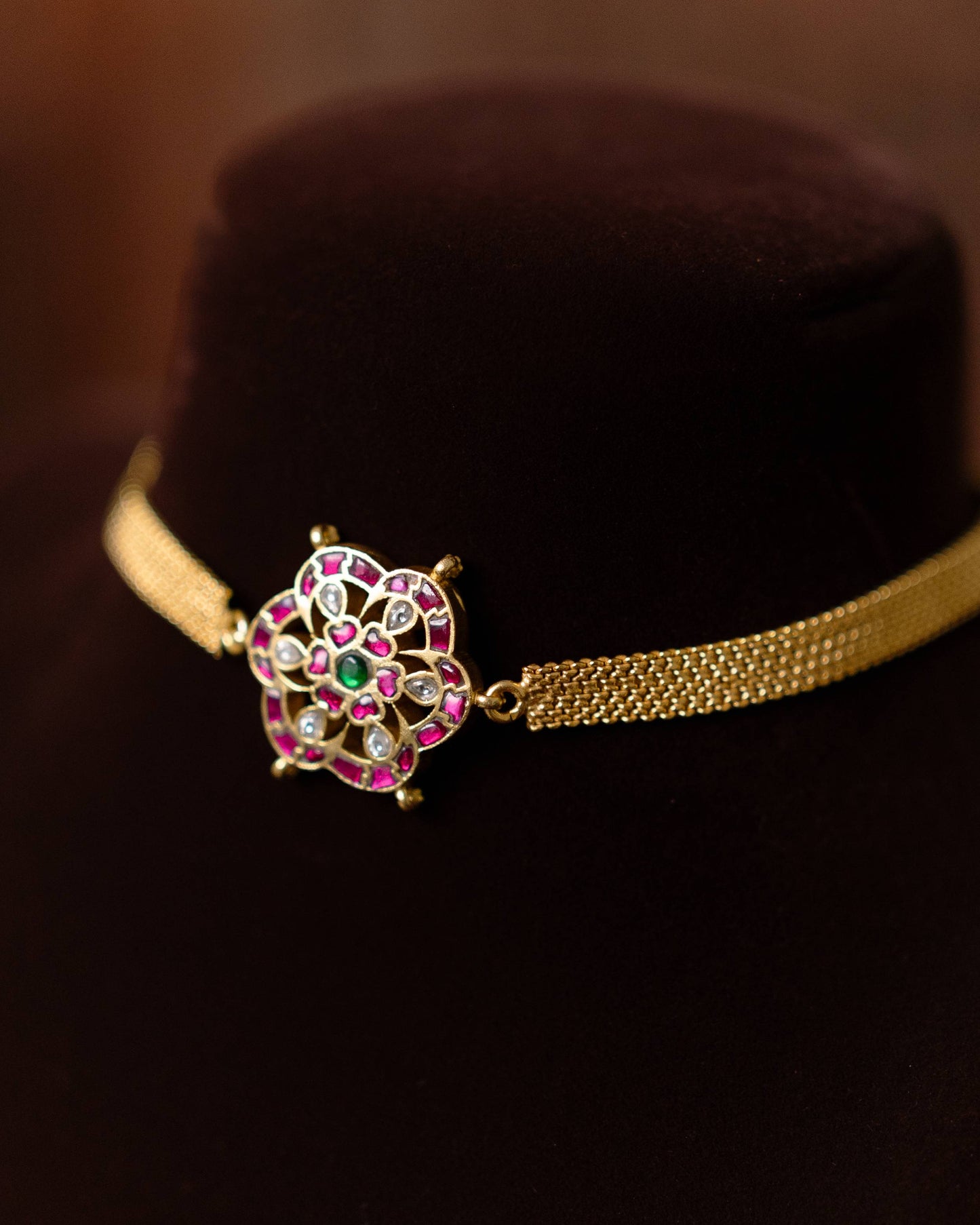 2 in 1 Kundan Chain Choker Floral Design | Handmade Gold Plated | NC624