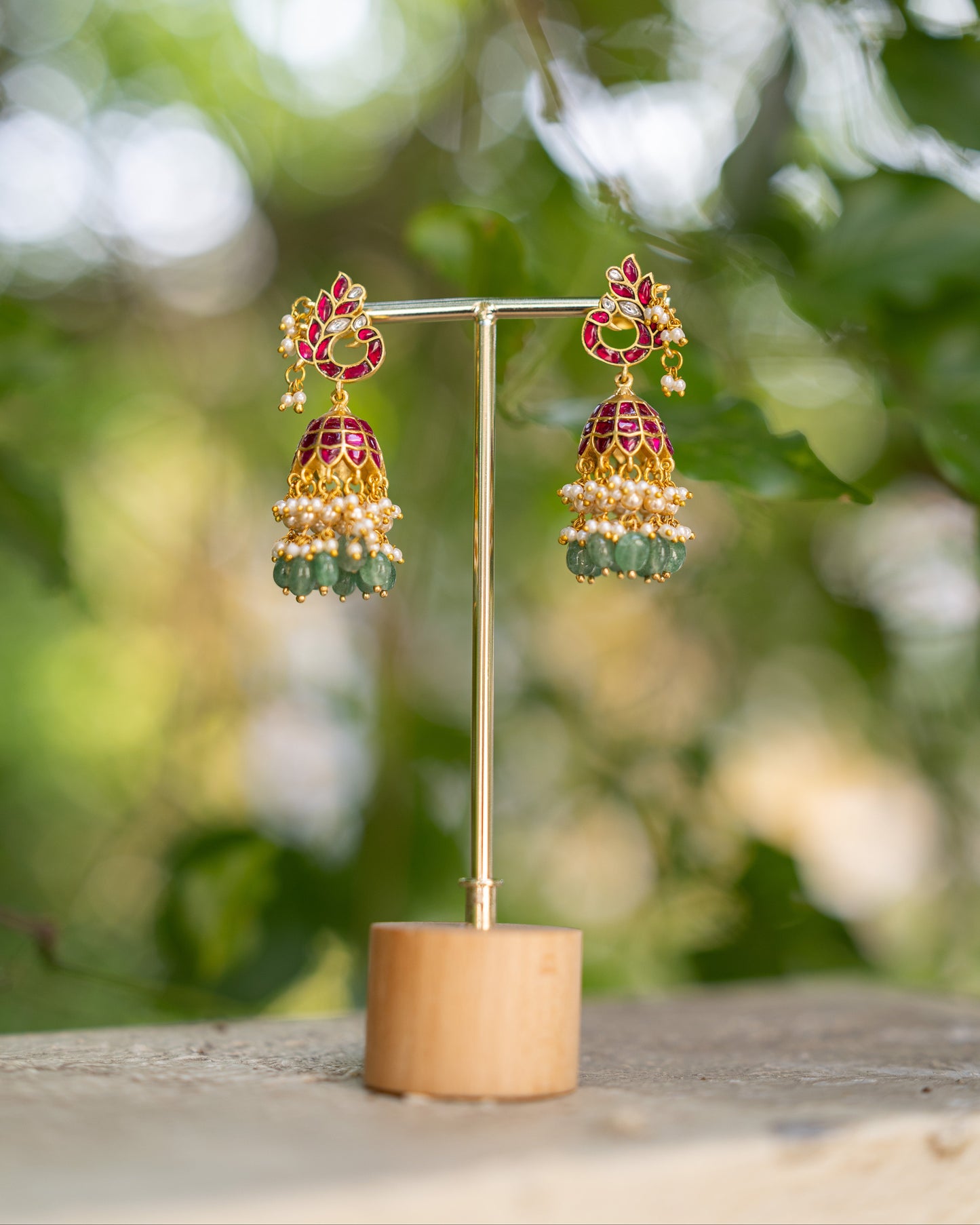 Multicolor Floral Jadau Kundan Jhumkas | ER368