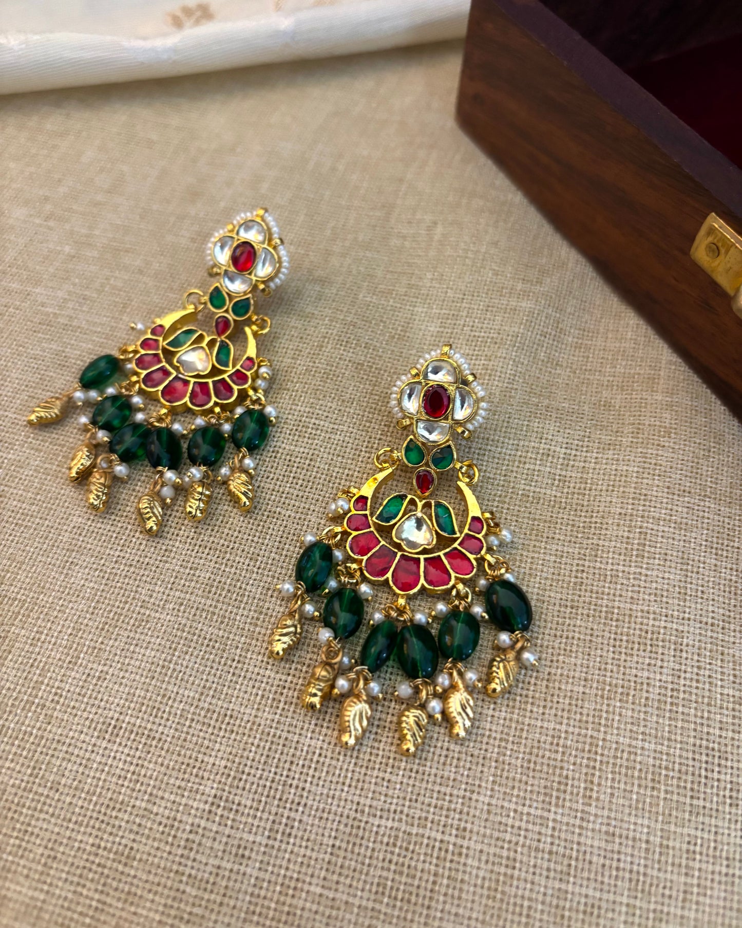 Floral Statement Multicolor Jadau Kundan Earrings | ER124