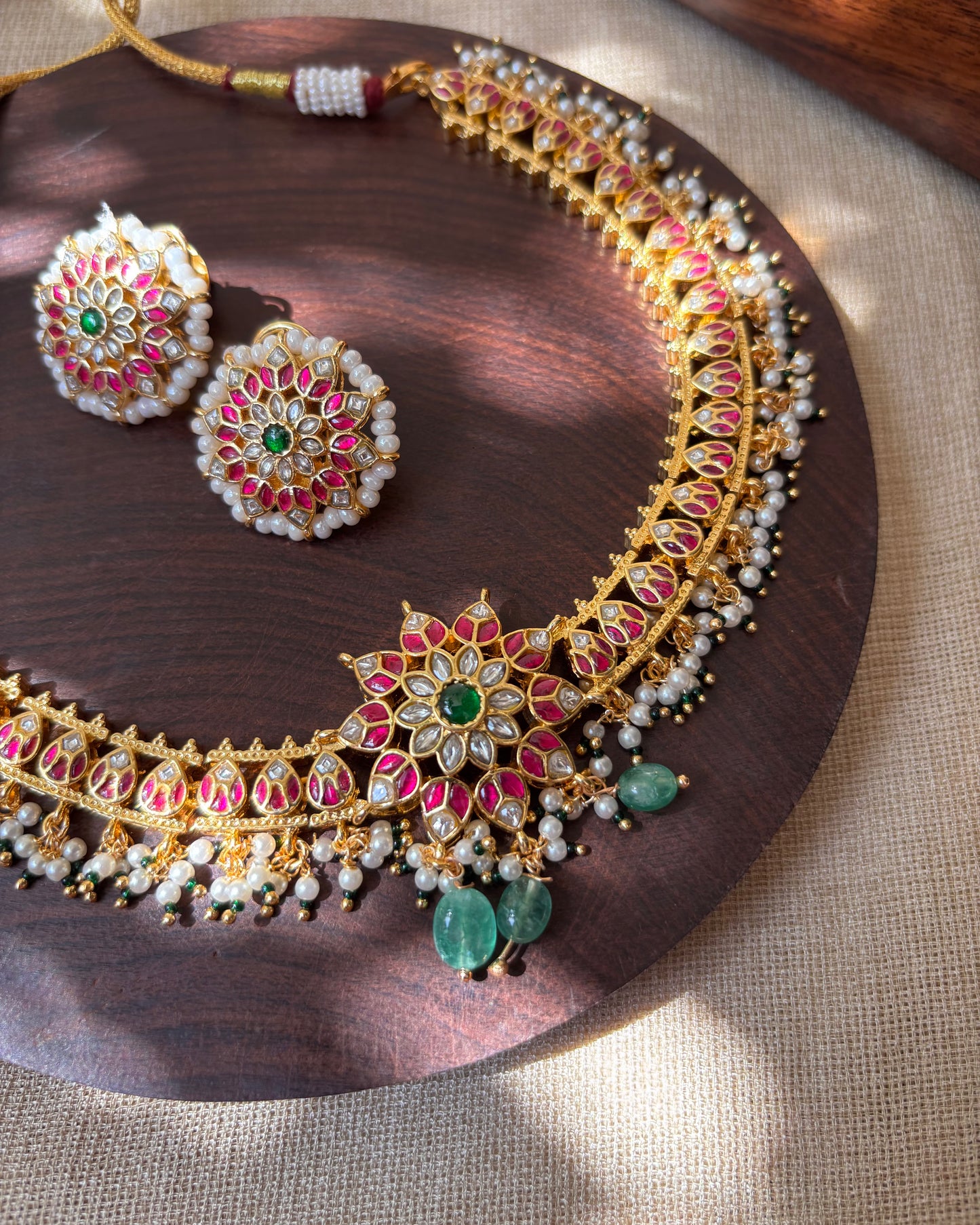 Jadau Kundan Floral Necklace Set | NC075