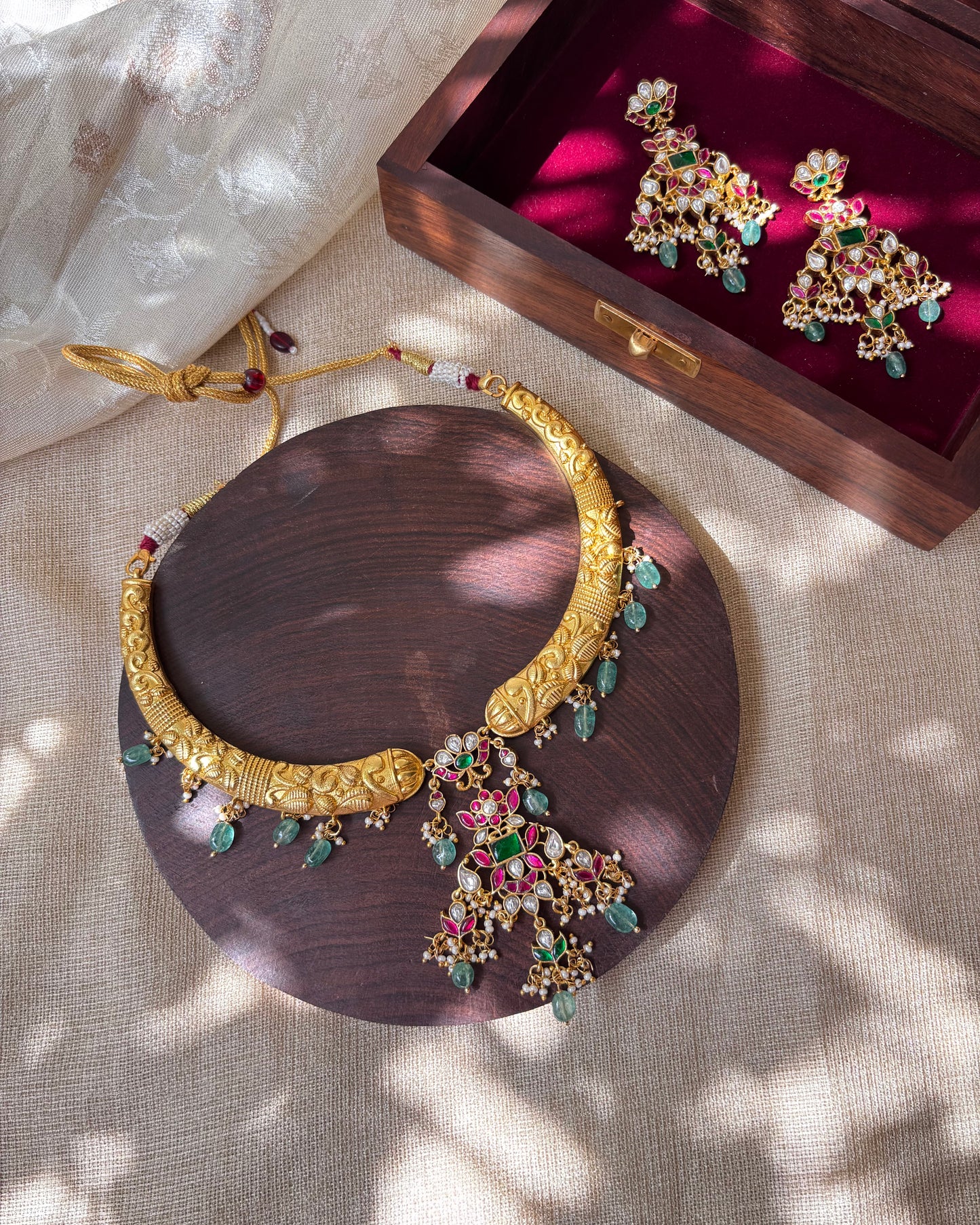 Bloom Floral Kanti Necklace Set – Statement Style with Matching Earrings | NC071