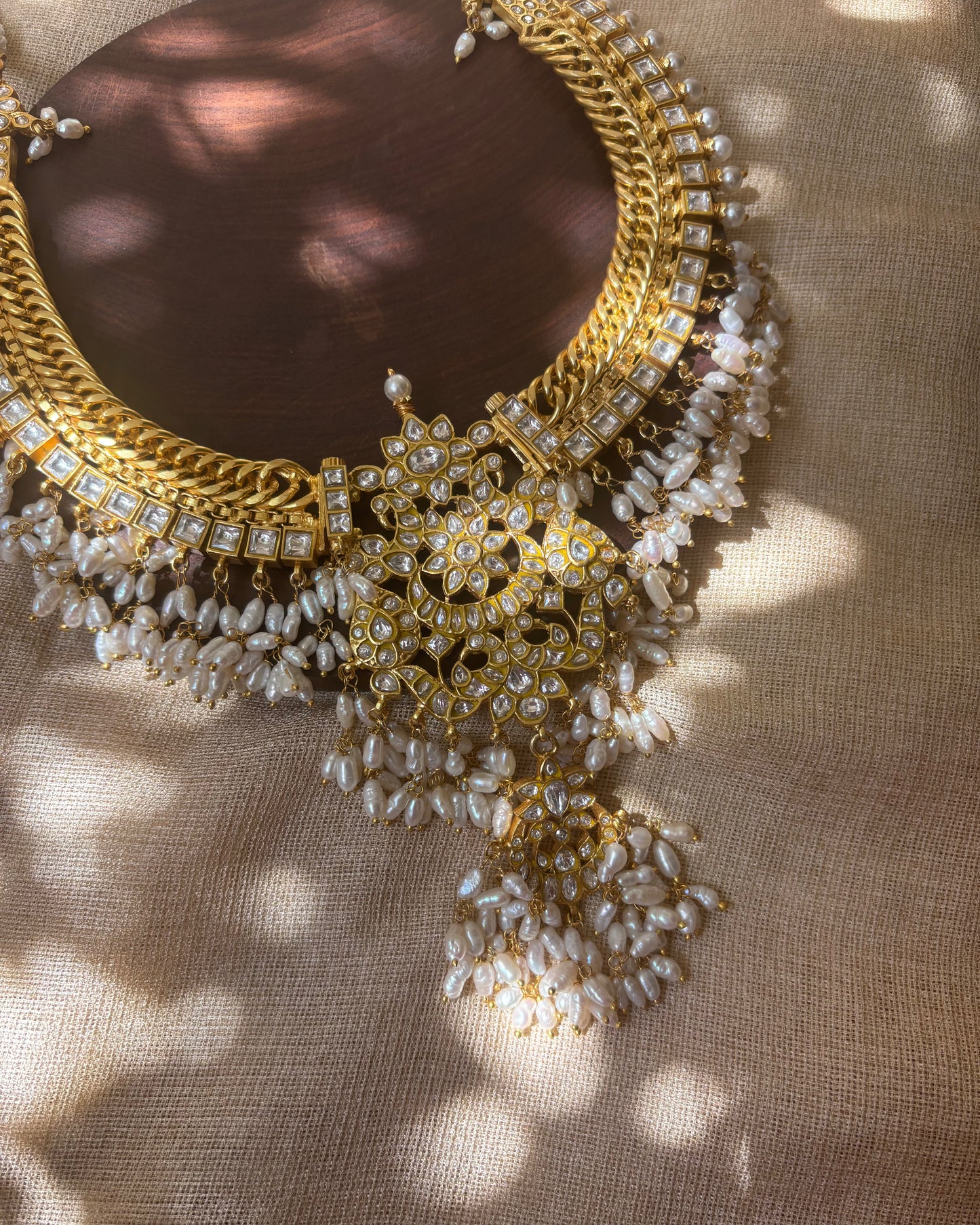 4-in-1 Jadau Kundan Guttapusalu Necklace with Removable Peacock Pendant | NC076