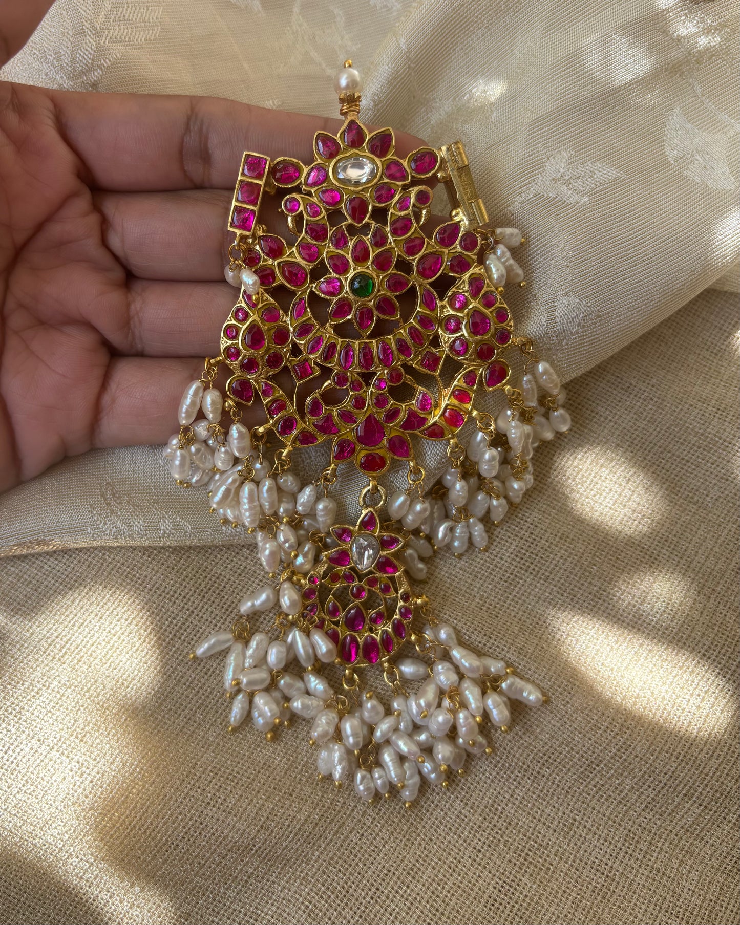 4-in-1 Jadau Kundan Guttapusalu Necklace with Removable Peacock Pendant | NC076