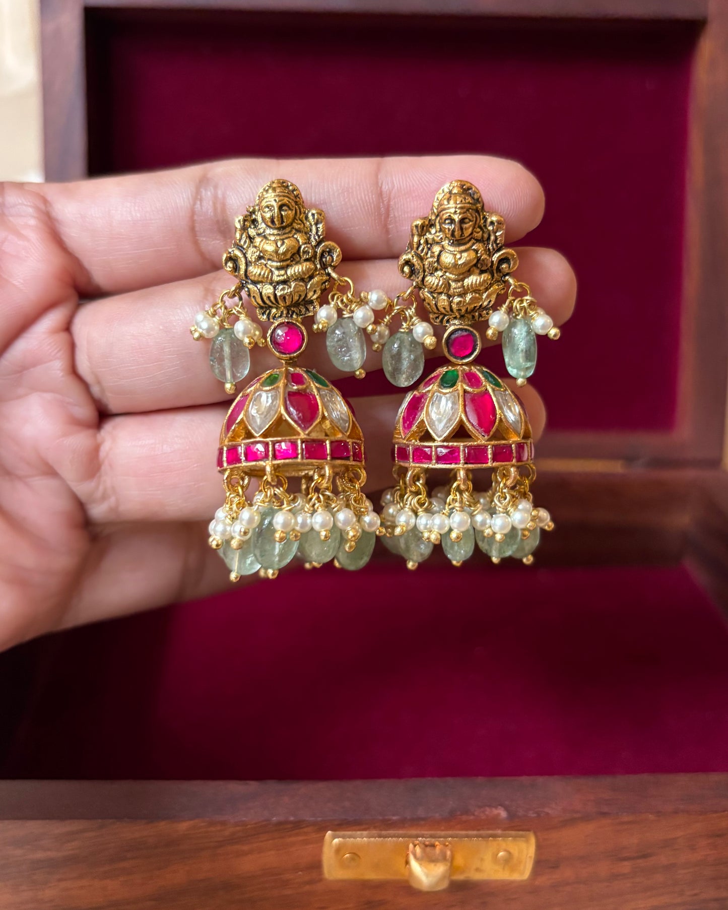 Antique Lakshmi Jadau Kundan Jhumkas | ER055