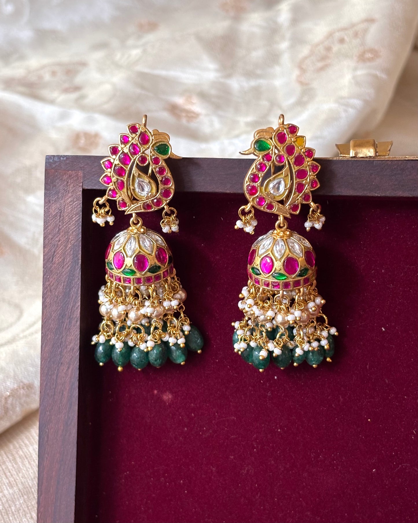 Jadau Kundan Peacock Jhumkas | ER057