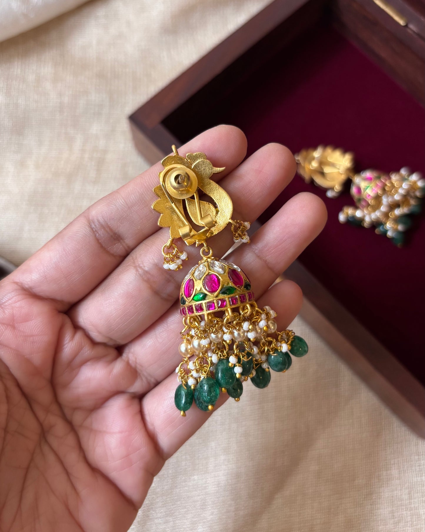 Jadau Kundan Peacock Jhumkas | ER057