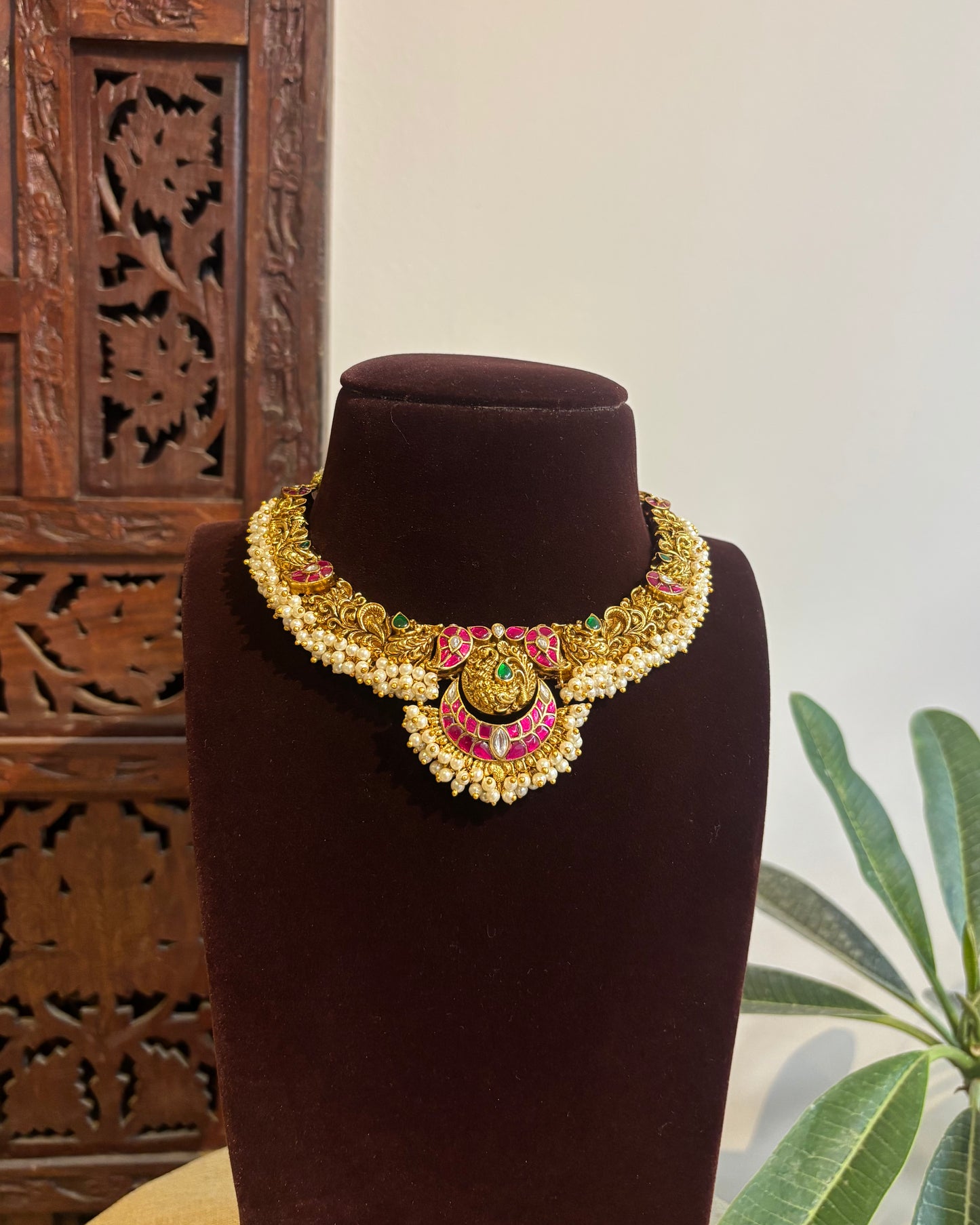 Bloom Floral Kanti Necklace Set – Statement Style with Matching Earrings | NC489