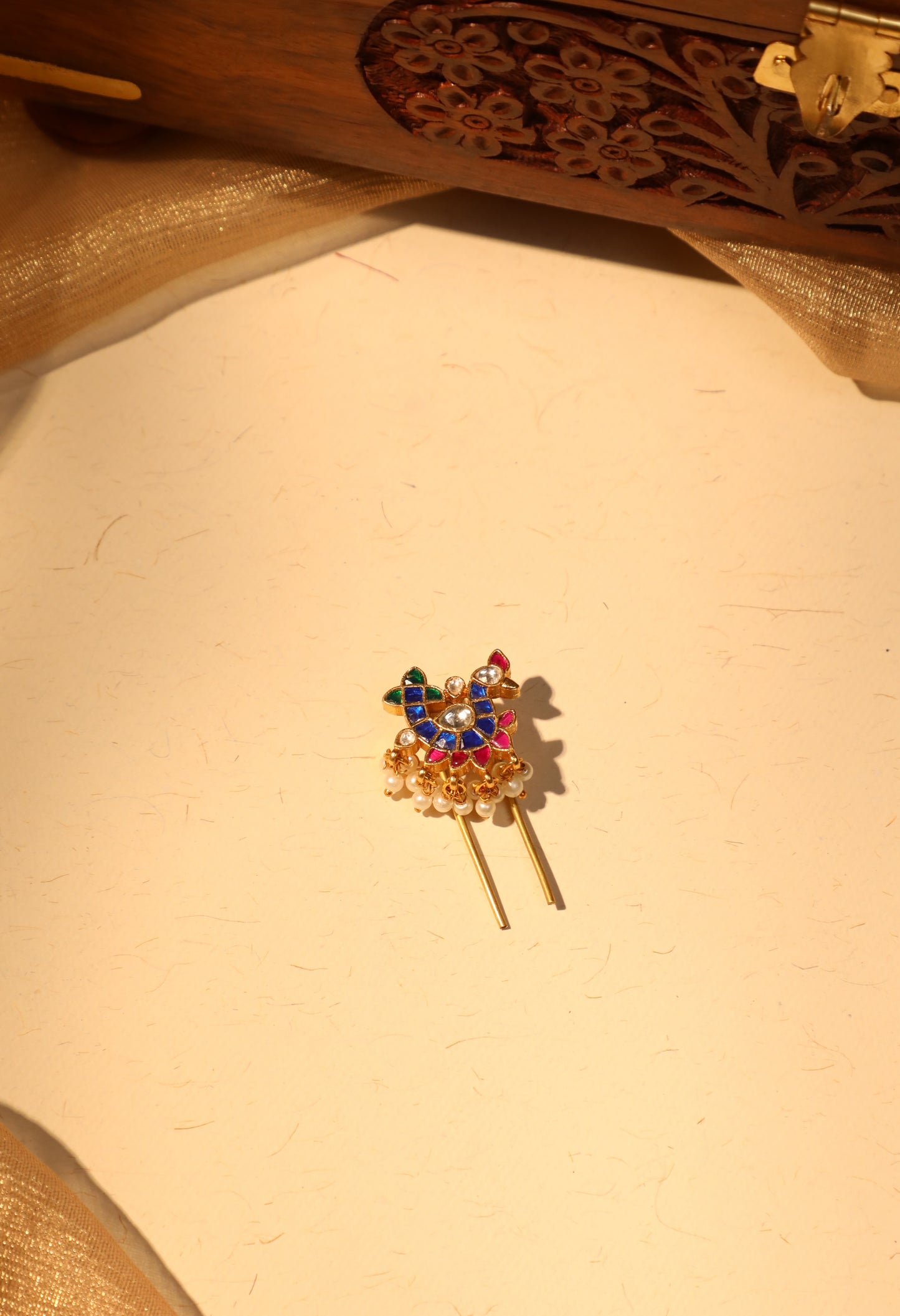 Royal Blue Statement Peacock Hair Pendants for Bridal Braids