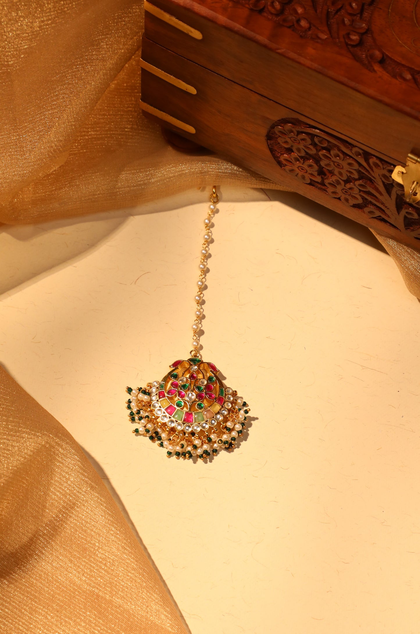 Multicolor Jadau Kundan Gold-Plated Maang Tikka | MT009