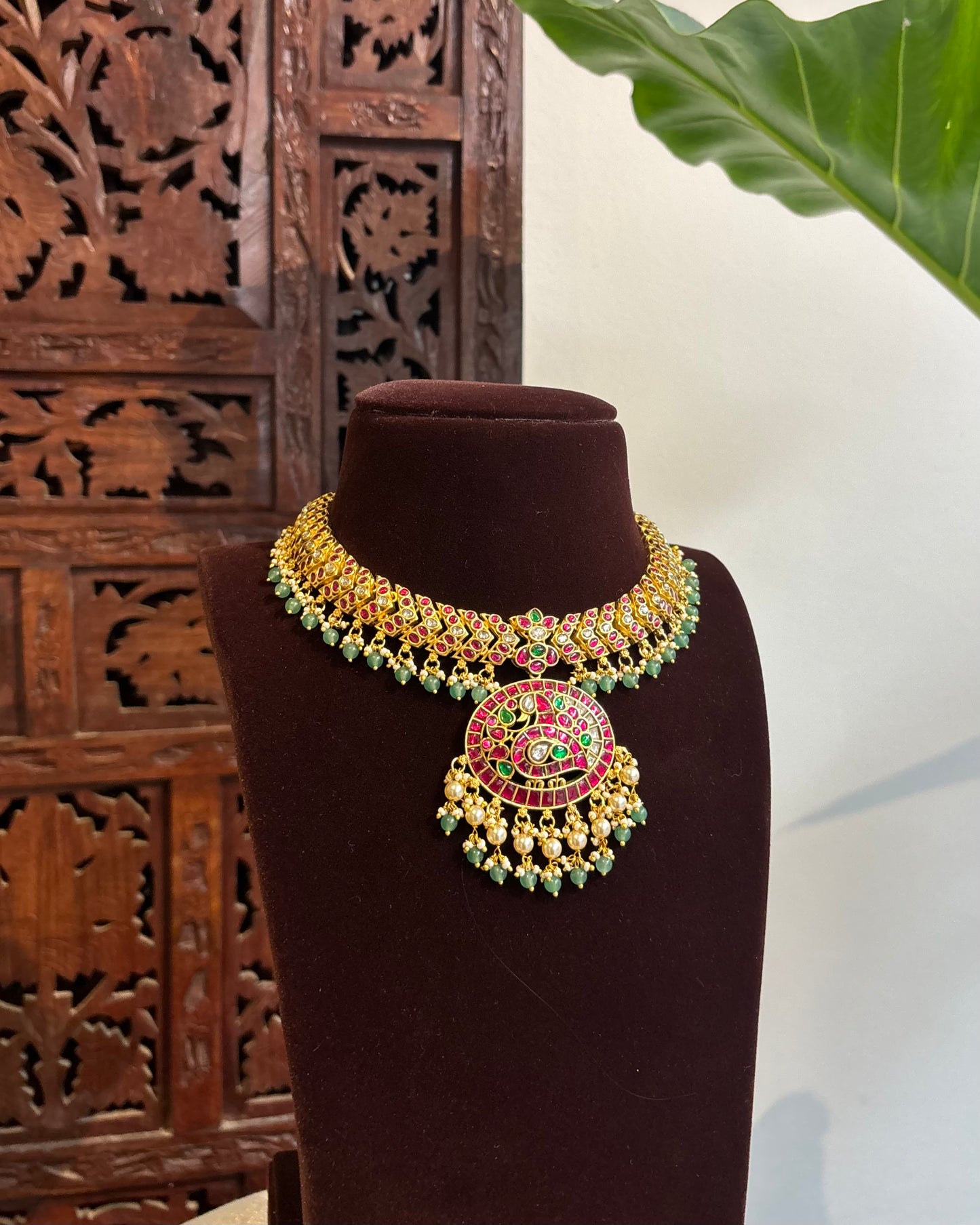 Jadau Kundan Peacock Attigai Necklace | NC265